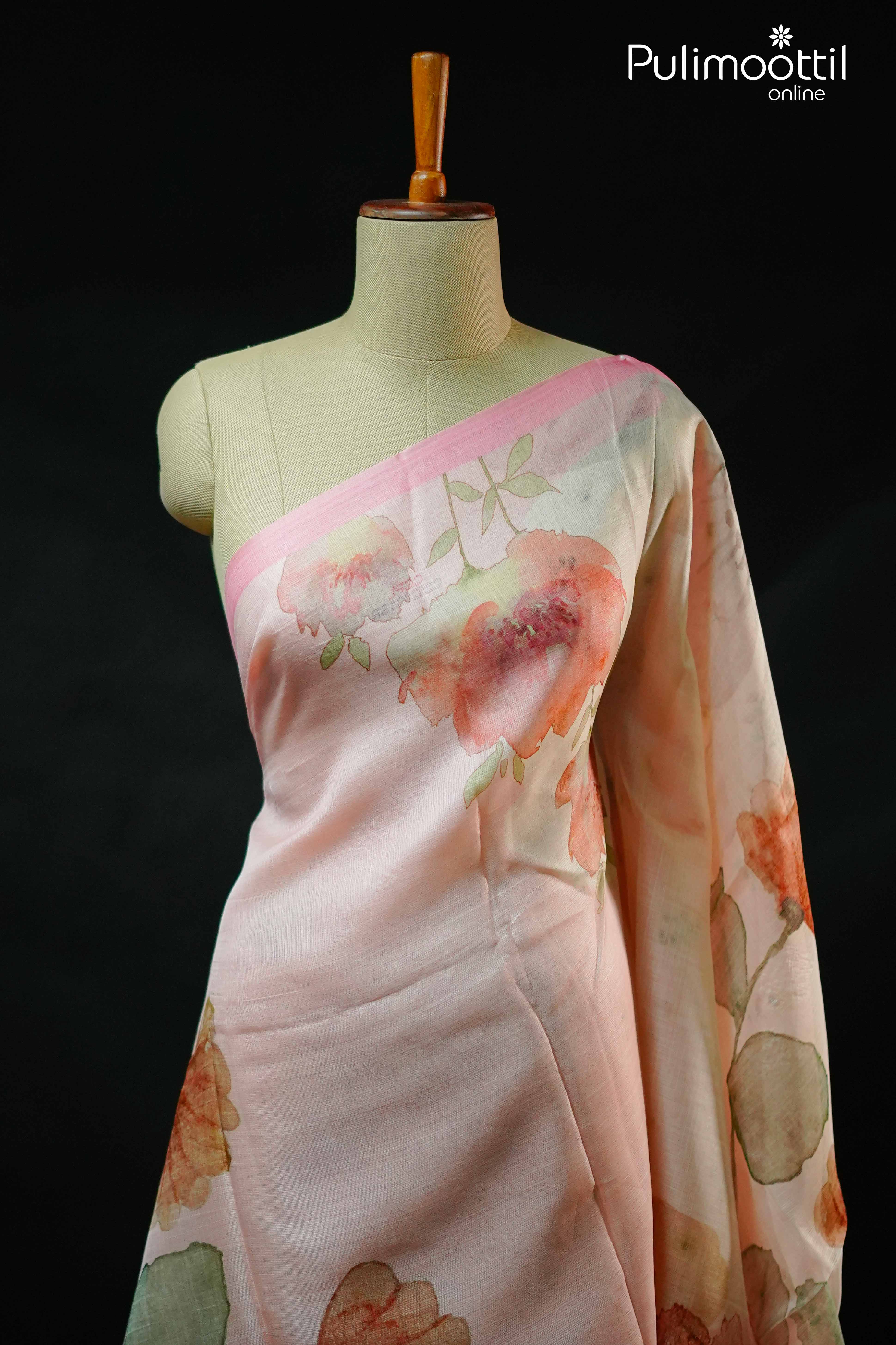 Beige Colour Netcota Saree.