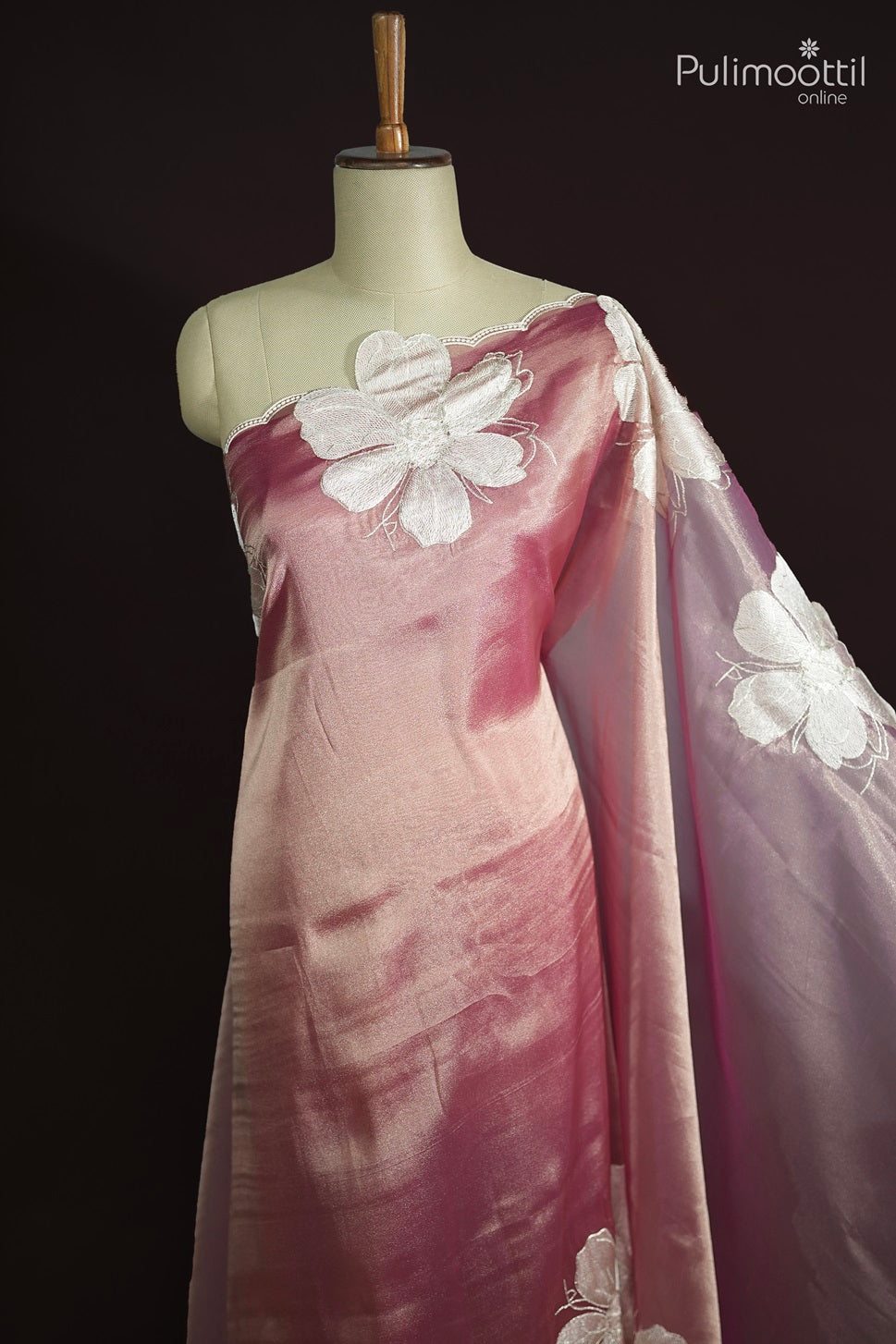 Pink Colour Shimmer Organza Saree