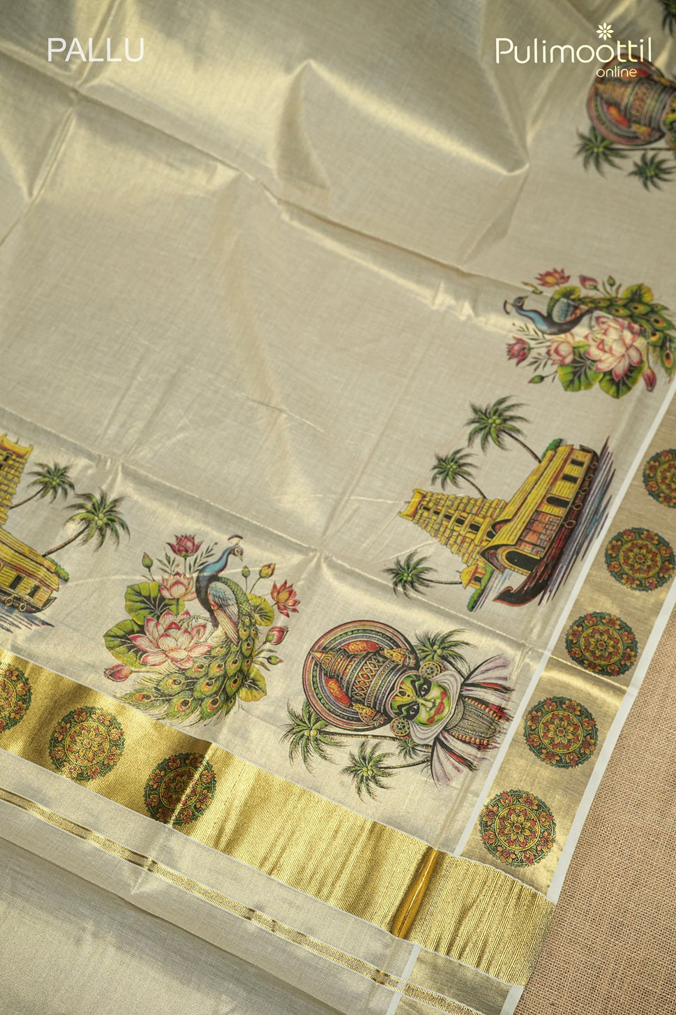 Kerala Traditional Golden Tissue Set Saree