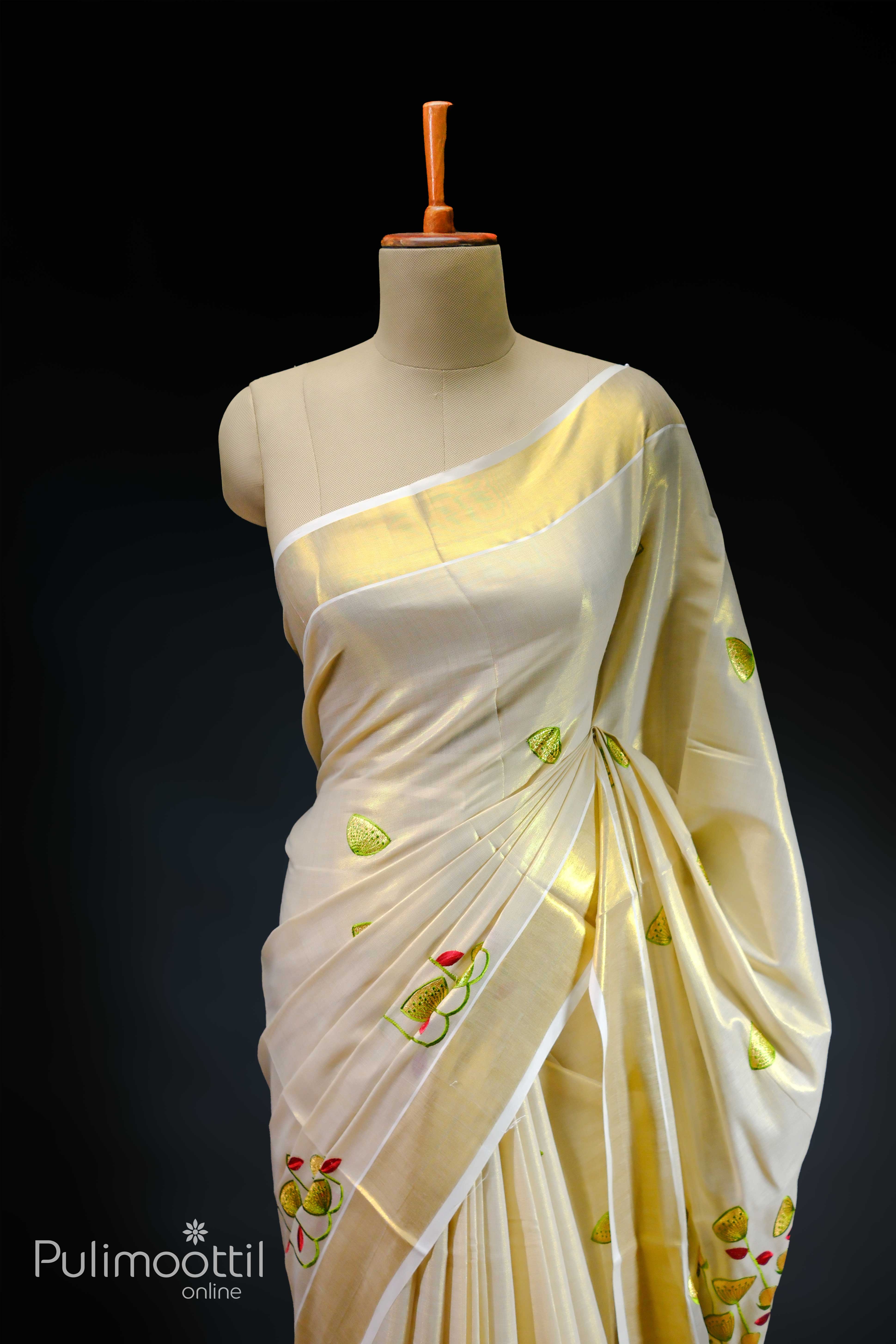 Golden Tissue Kerala Onam Set Saree.