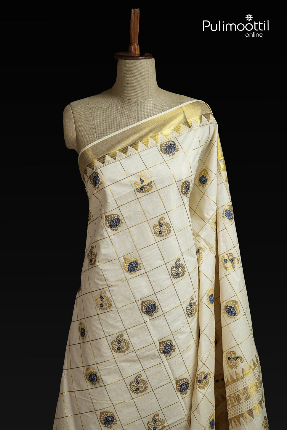 Off White Colour Kerala Traditional Set Saree