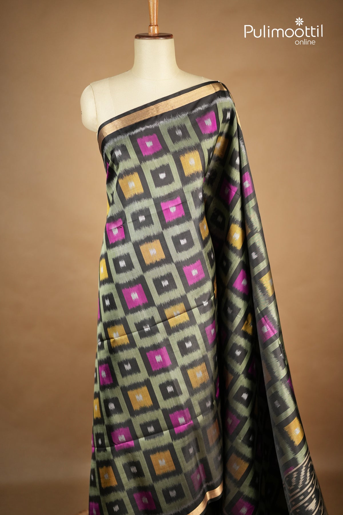Black Colour Kanchipuram Soft Silk Saree