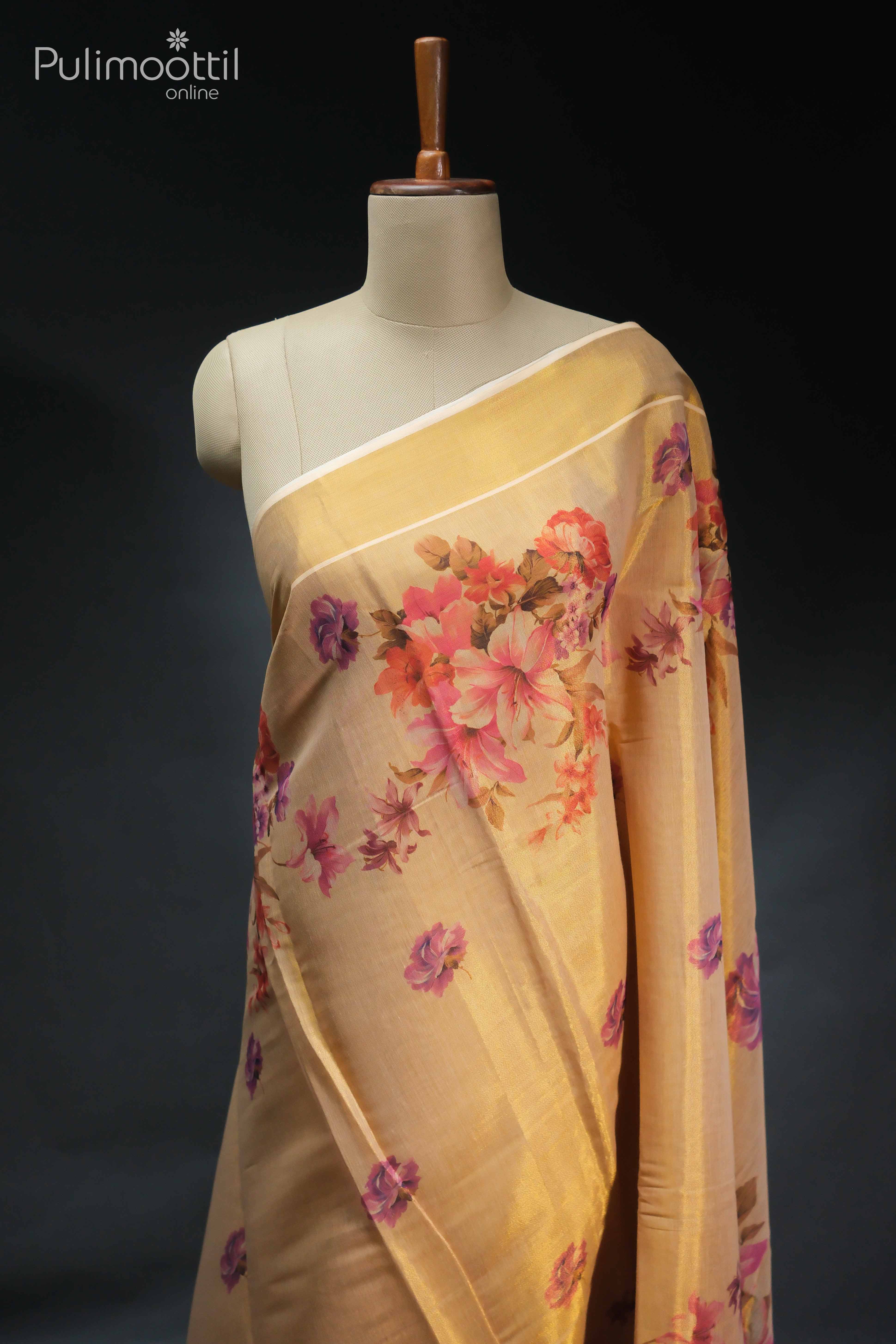 Golden Tissue Onam Kerala Set Saree