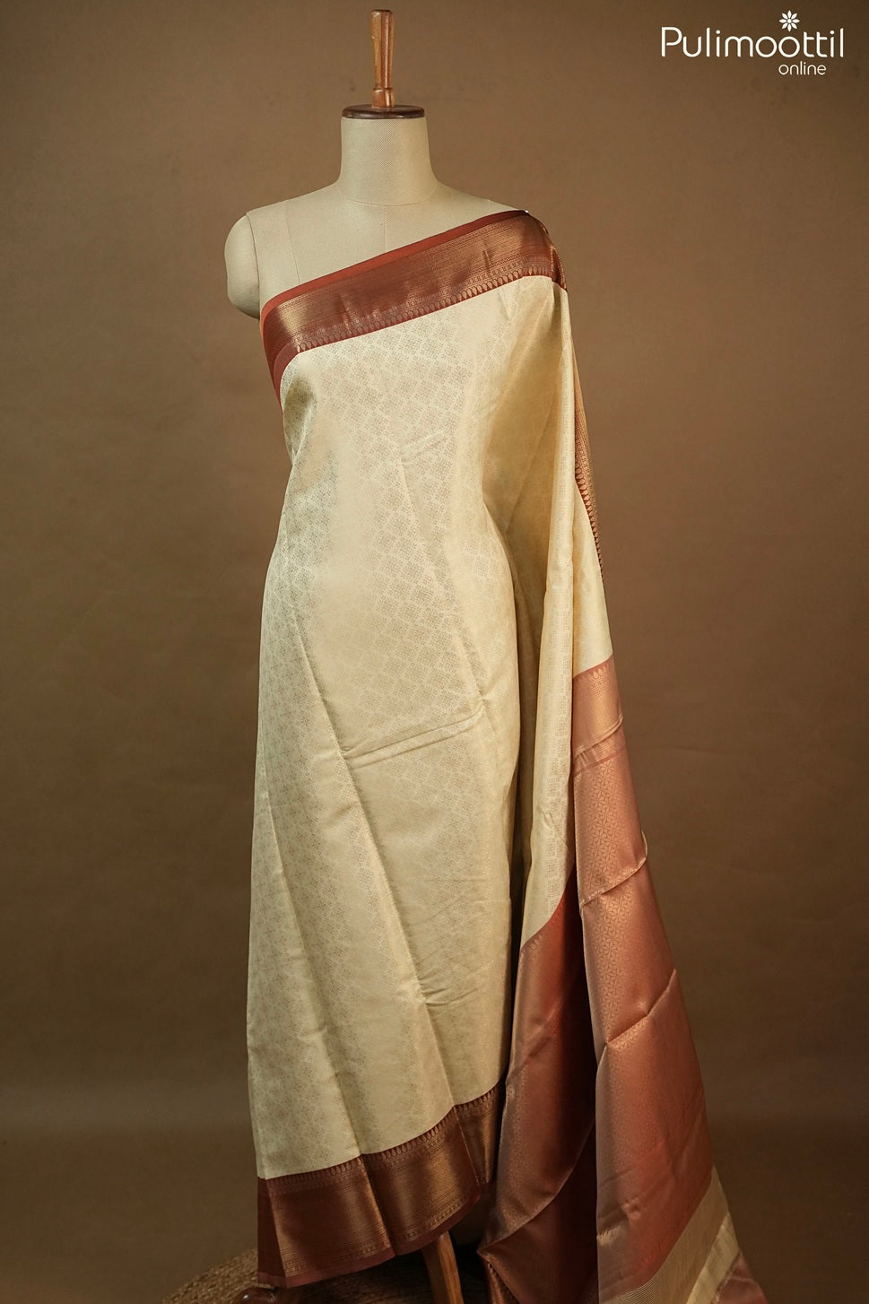 Ivory Semi-Kanchipuram Brocade Saree
