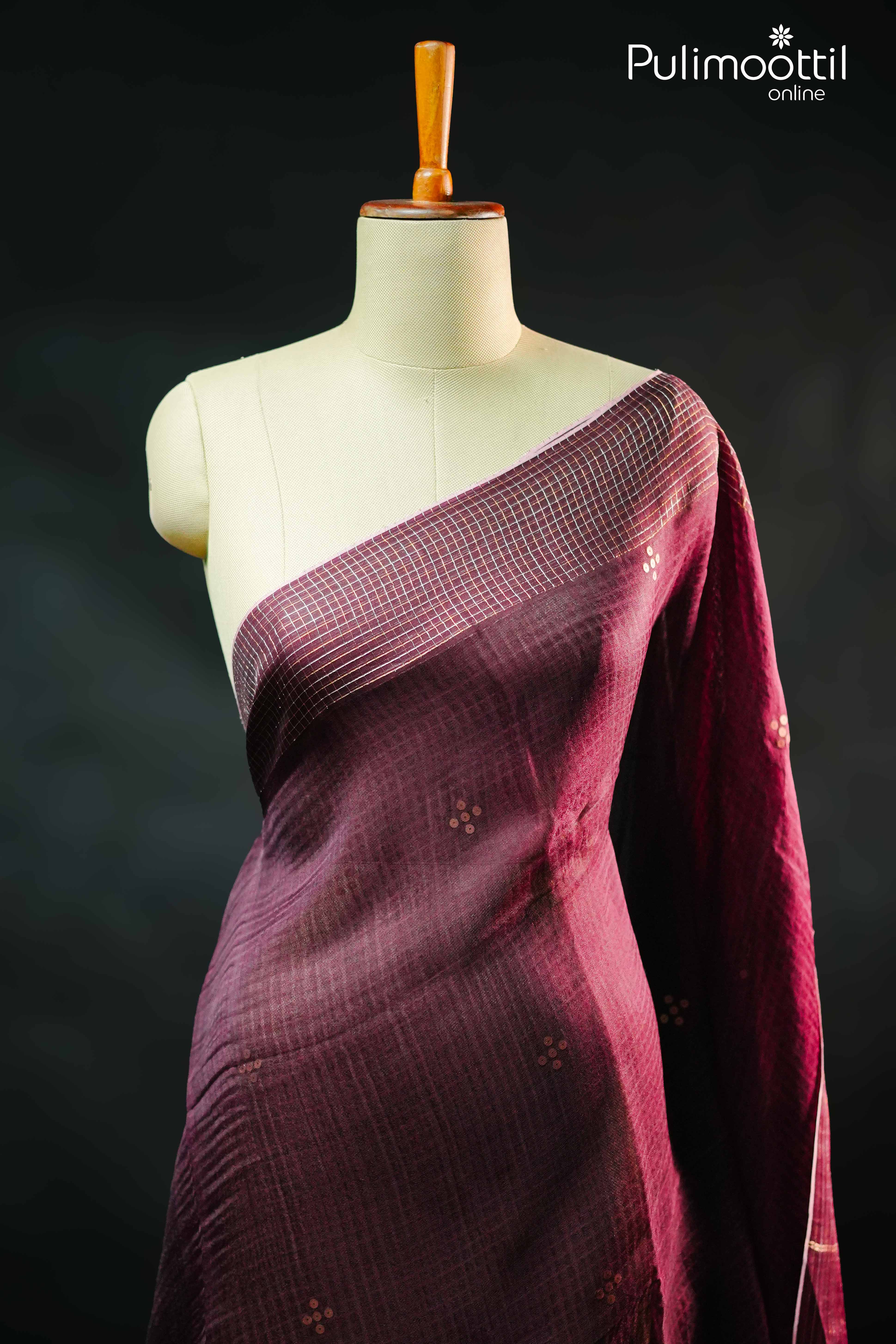 Brown Colour Tussar Silks Saree.