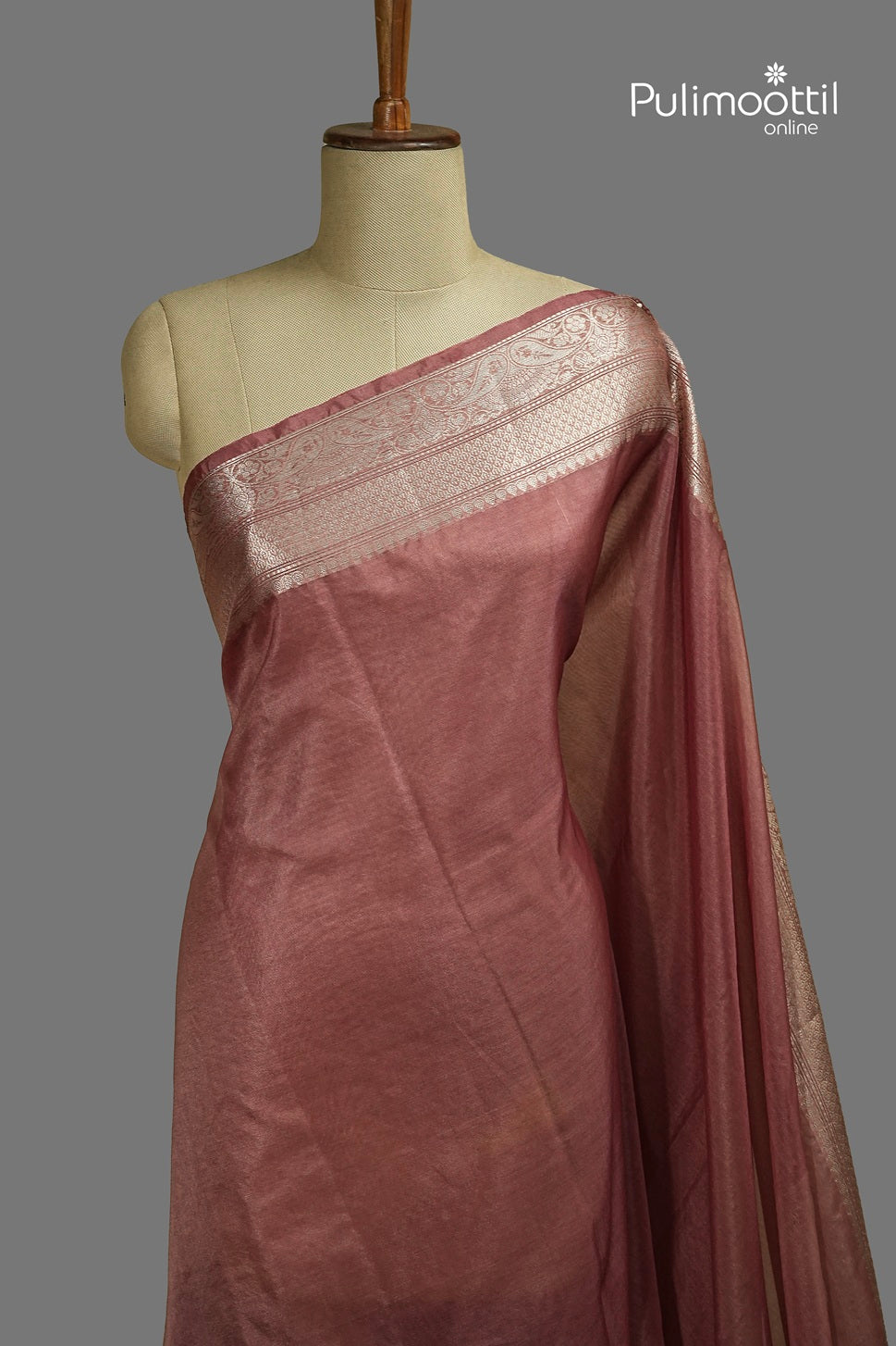 Onion Colour Organza Fancy Saree