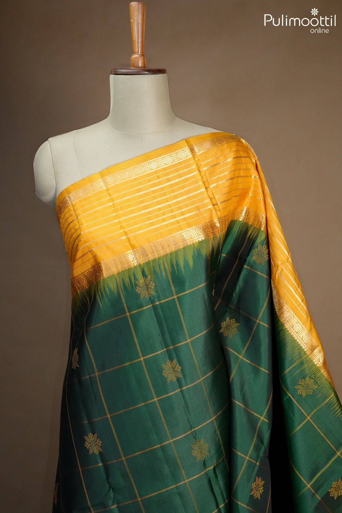 Bottle Green Colour Kanchipuram Designer Saree