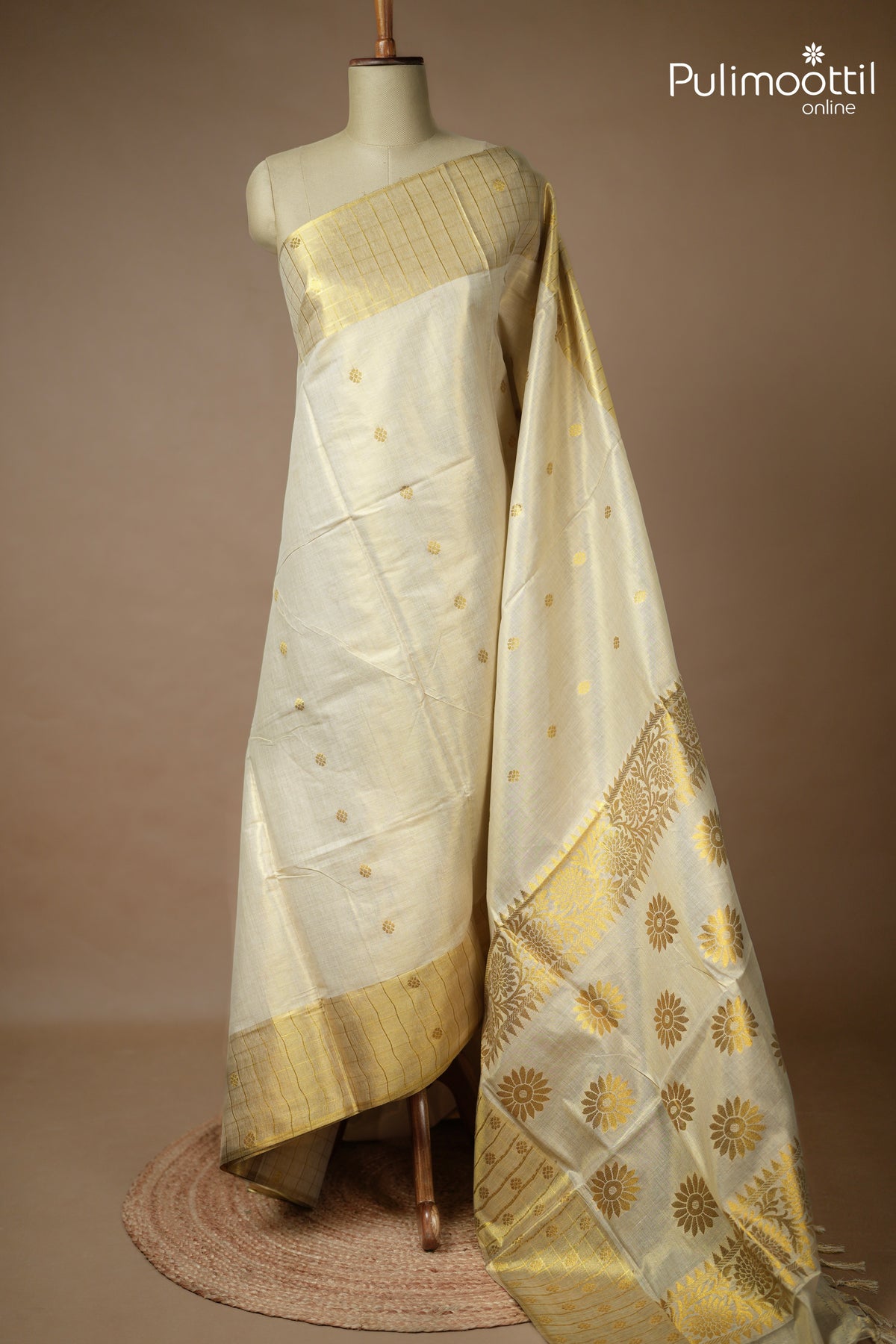 Kerala Traditional Golden Tissue Set Saree