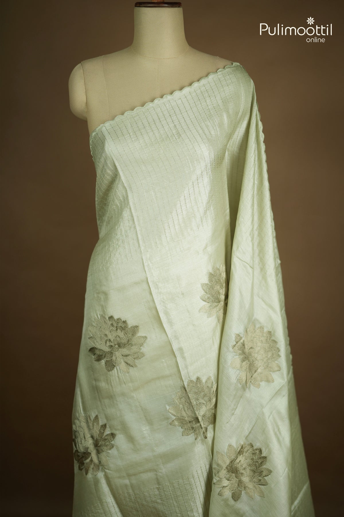 Pastel Mint Green Colour Tussar Silk Saree