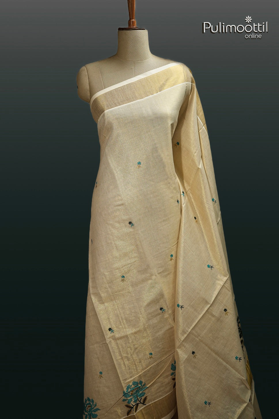 Kerala Traditional Golden Tissue Set Saree