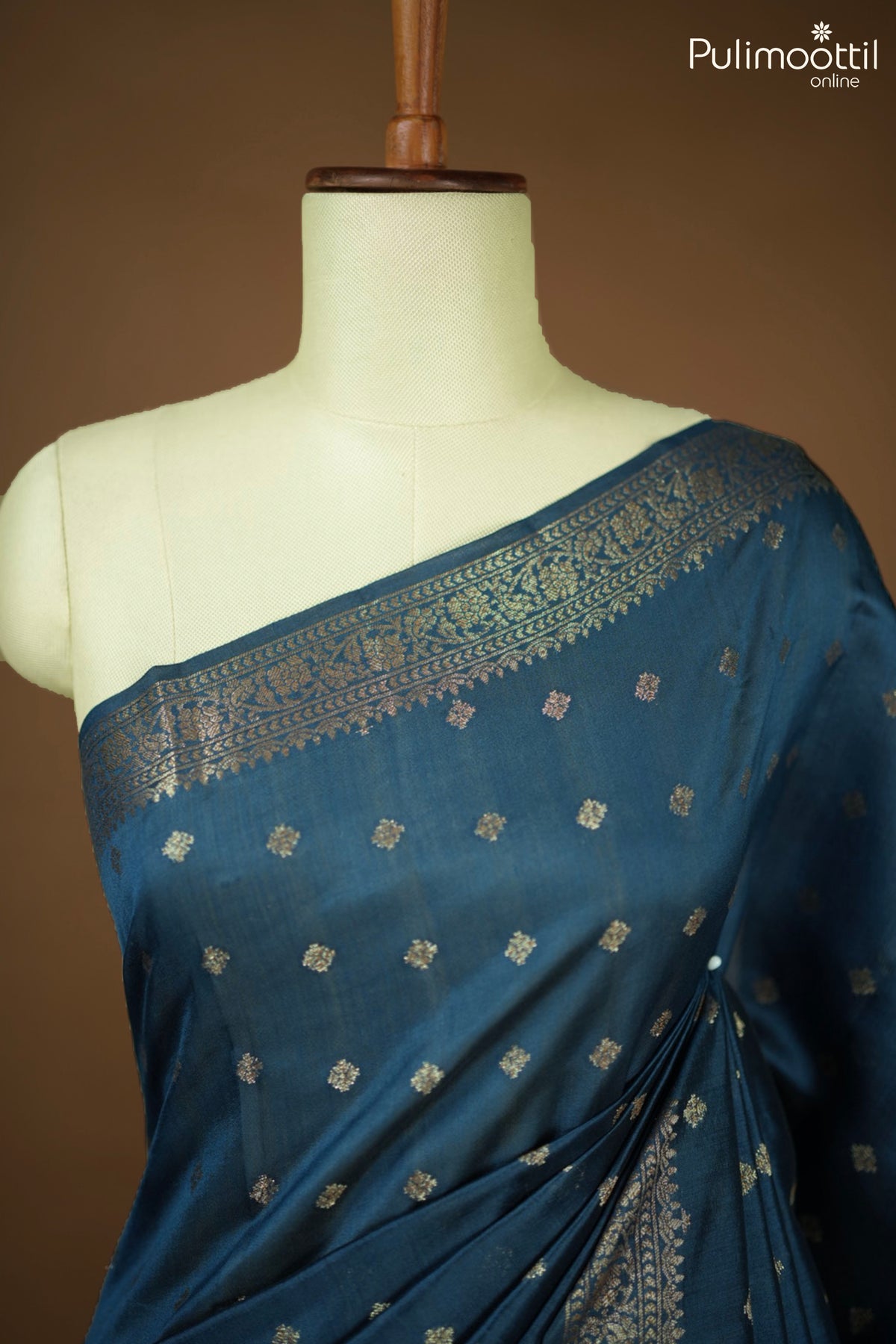 German Blue Color Chanderi Silk Saree