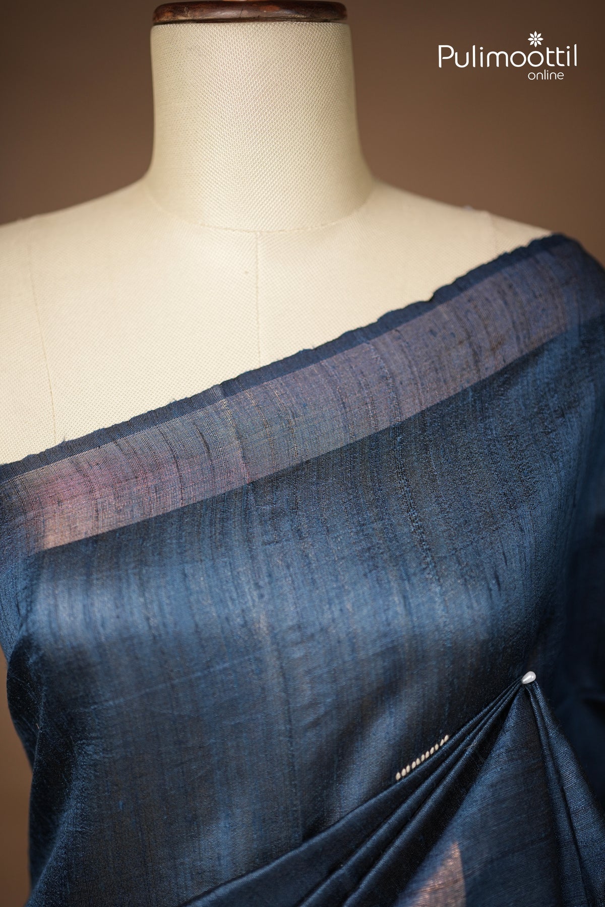 Dark German Blue Colour Jute Silk Saree