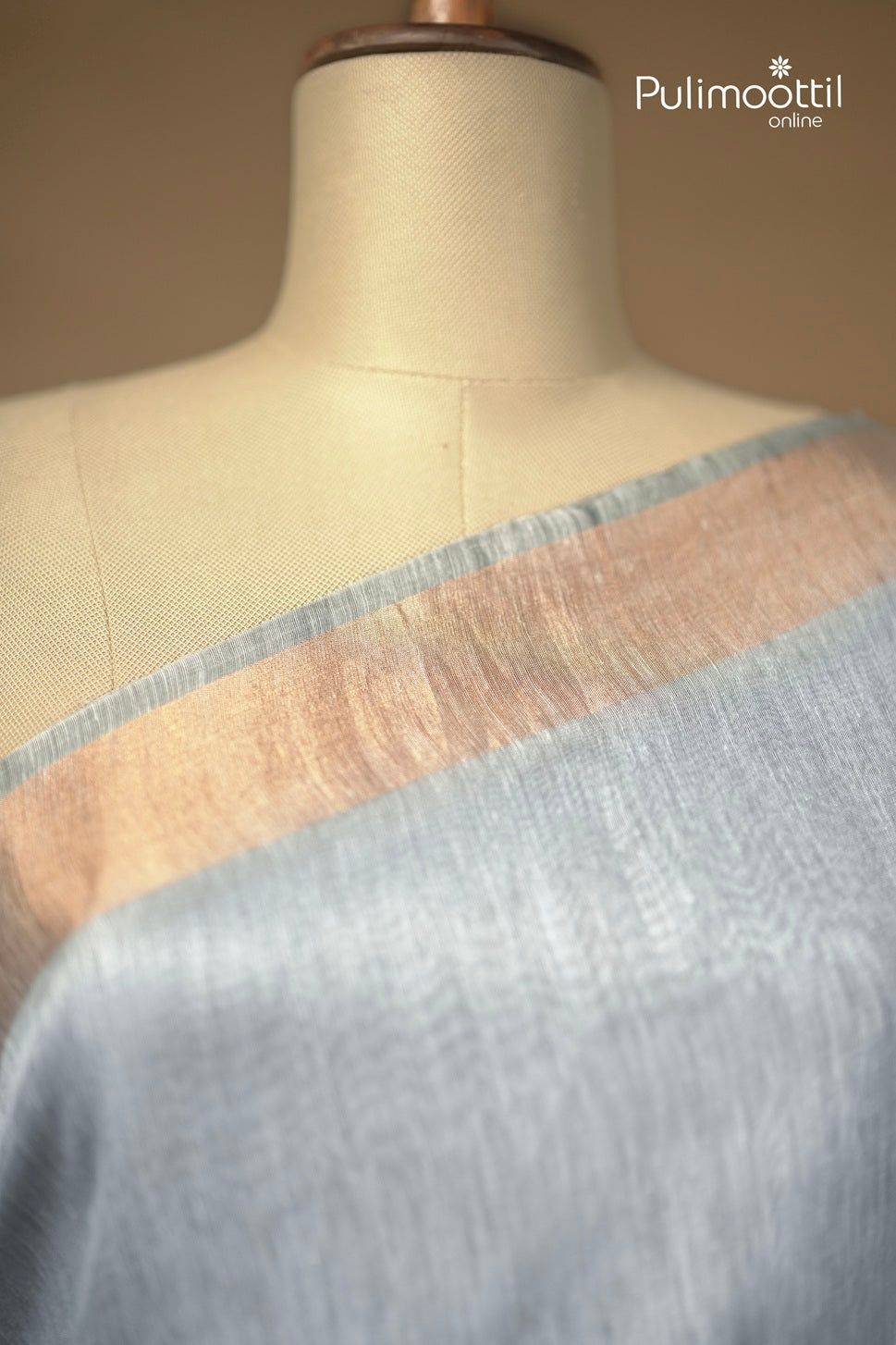 Ash Blue Colour Linen Silk Saree