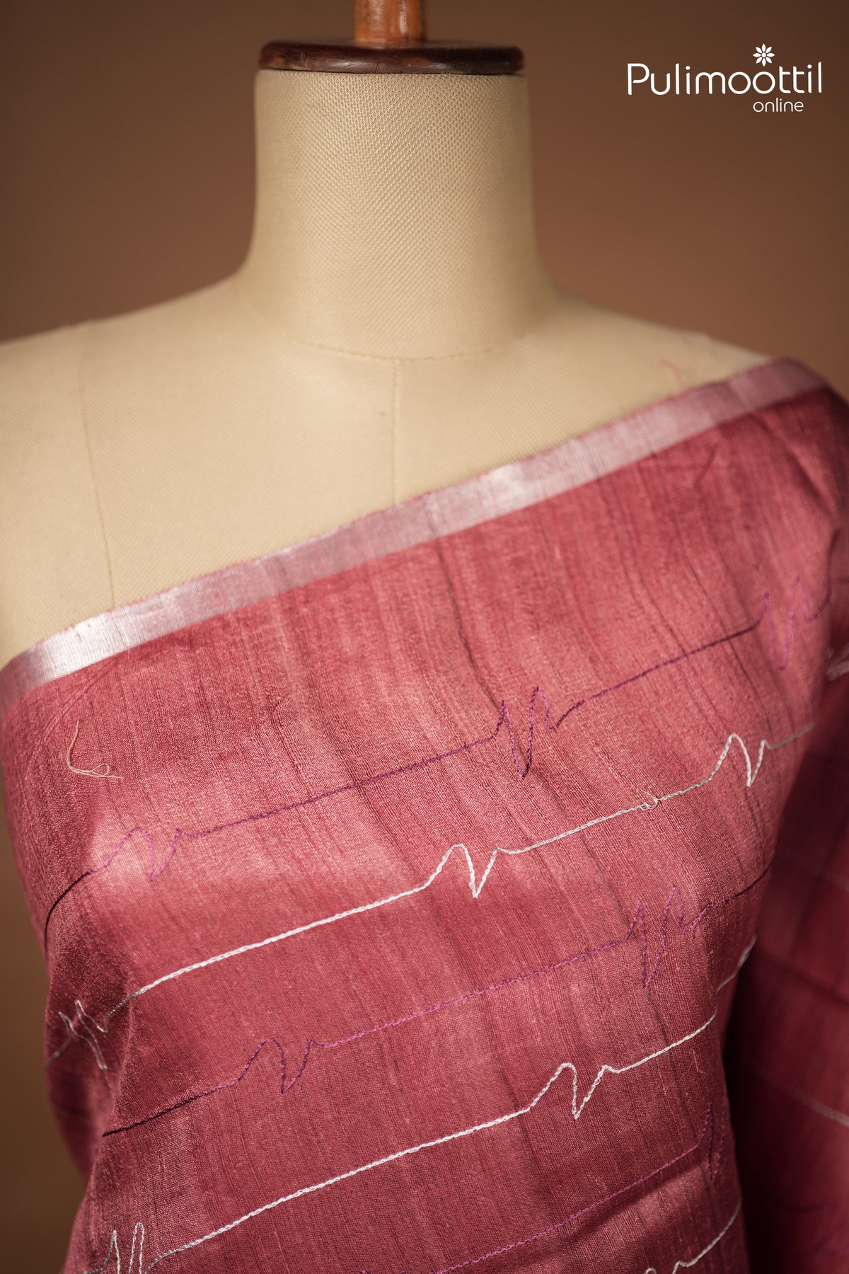 Brick Red colour Jute Silk Saree