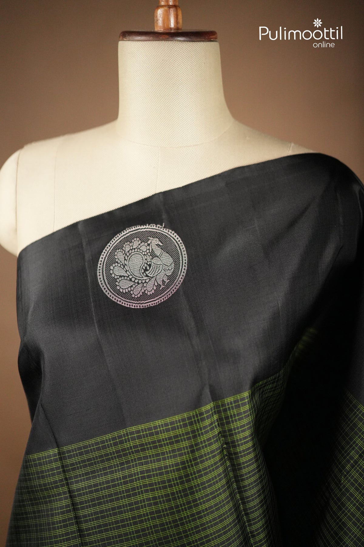 Black Colour Kanchipuram Soft Silk Saree
