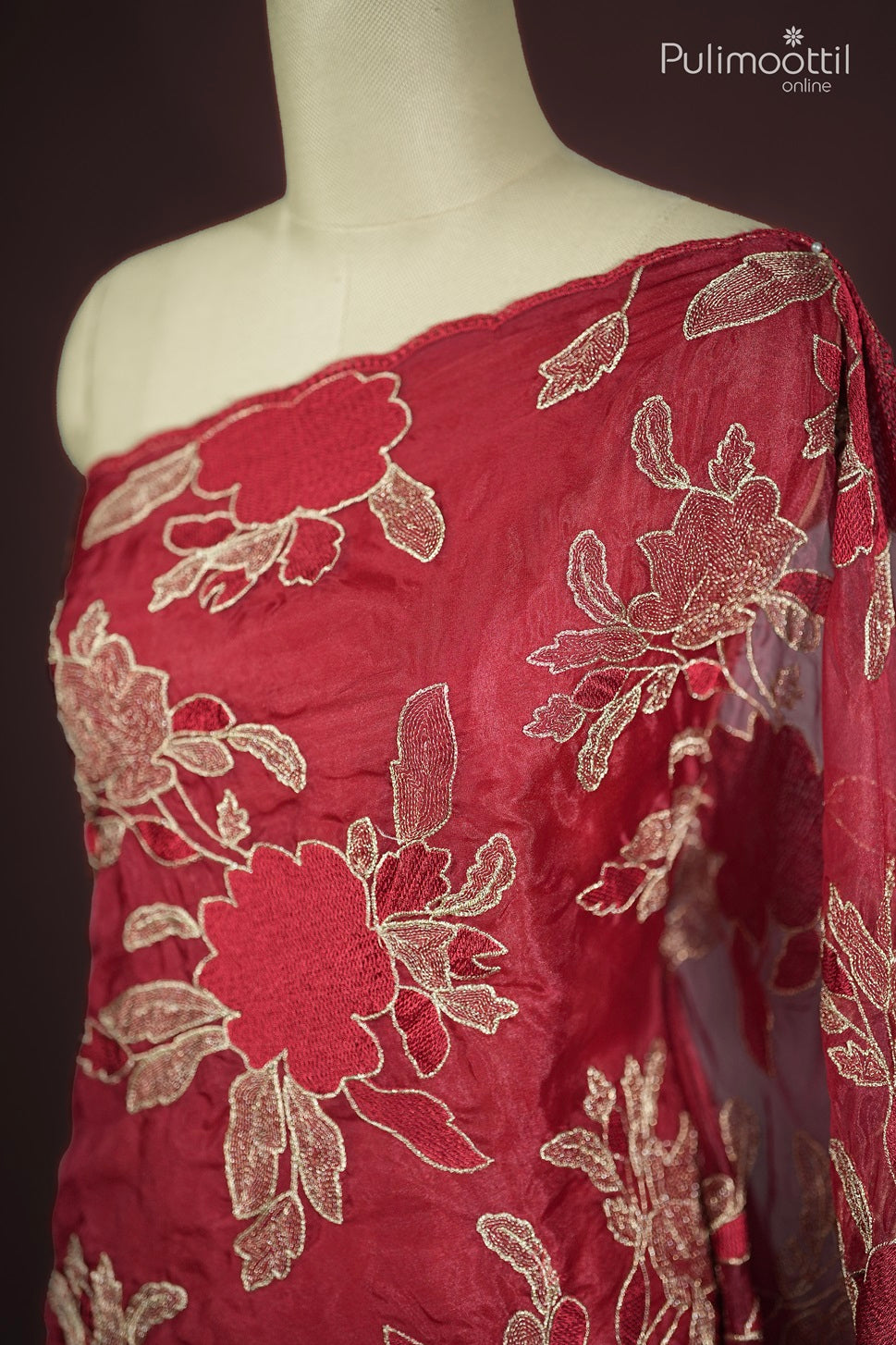 Red Colour Organza Fancy Saree