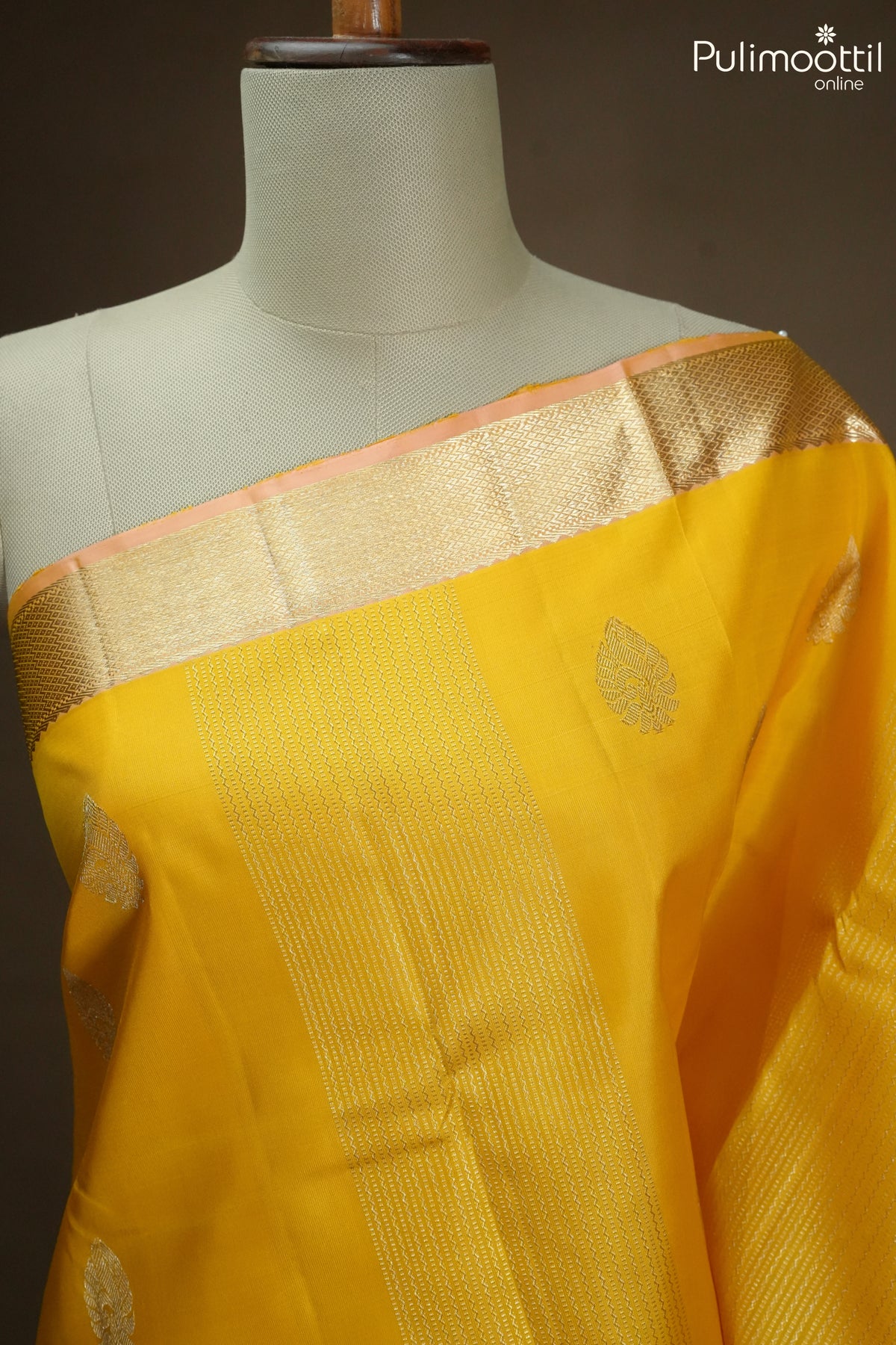 Mustard Yellow Colour Kanchipuram Saree