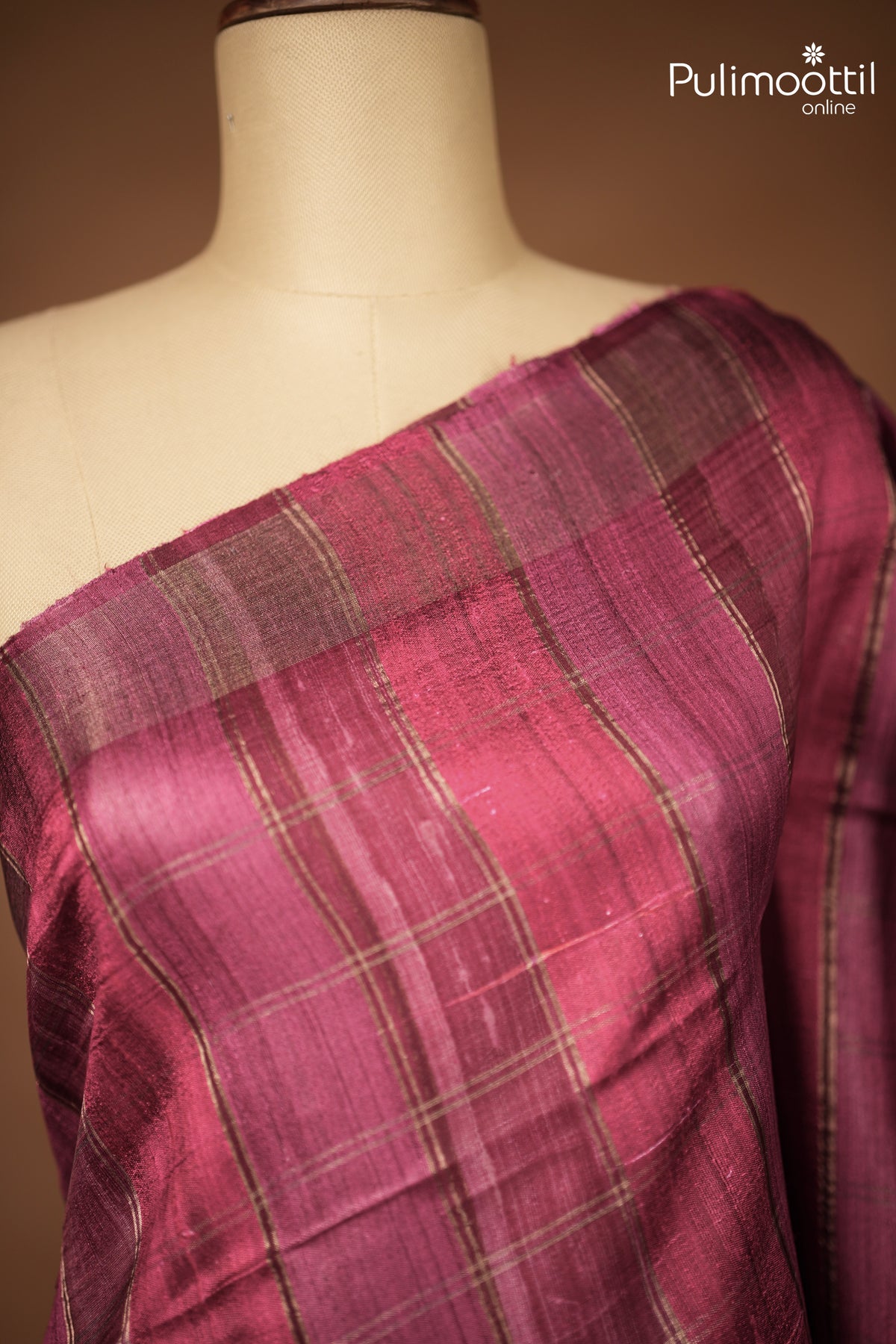 Dark Pink Colour Jute Silk Saree