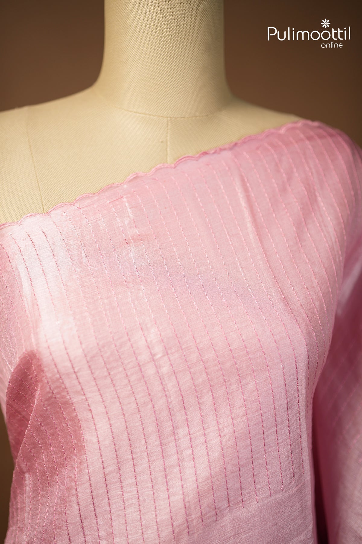 Pastel Pink Colour Tussar Silk Saree