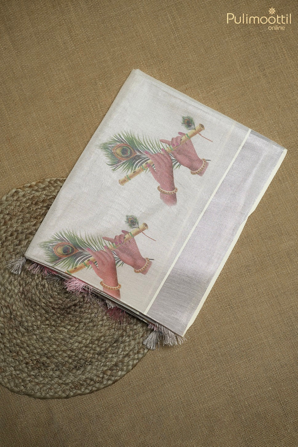 Kerala Traditional Rose Gold Tissue Set Saree