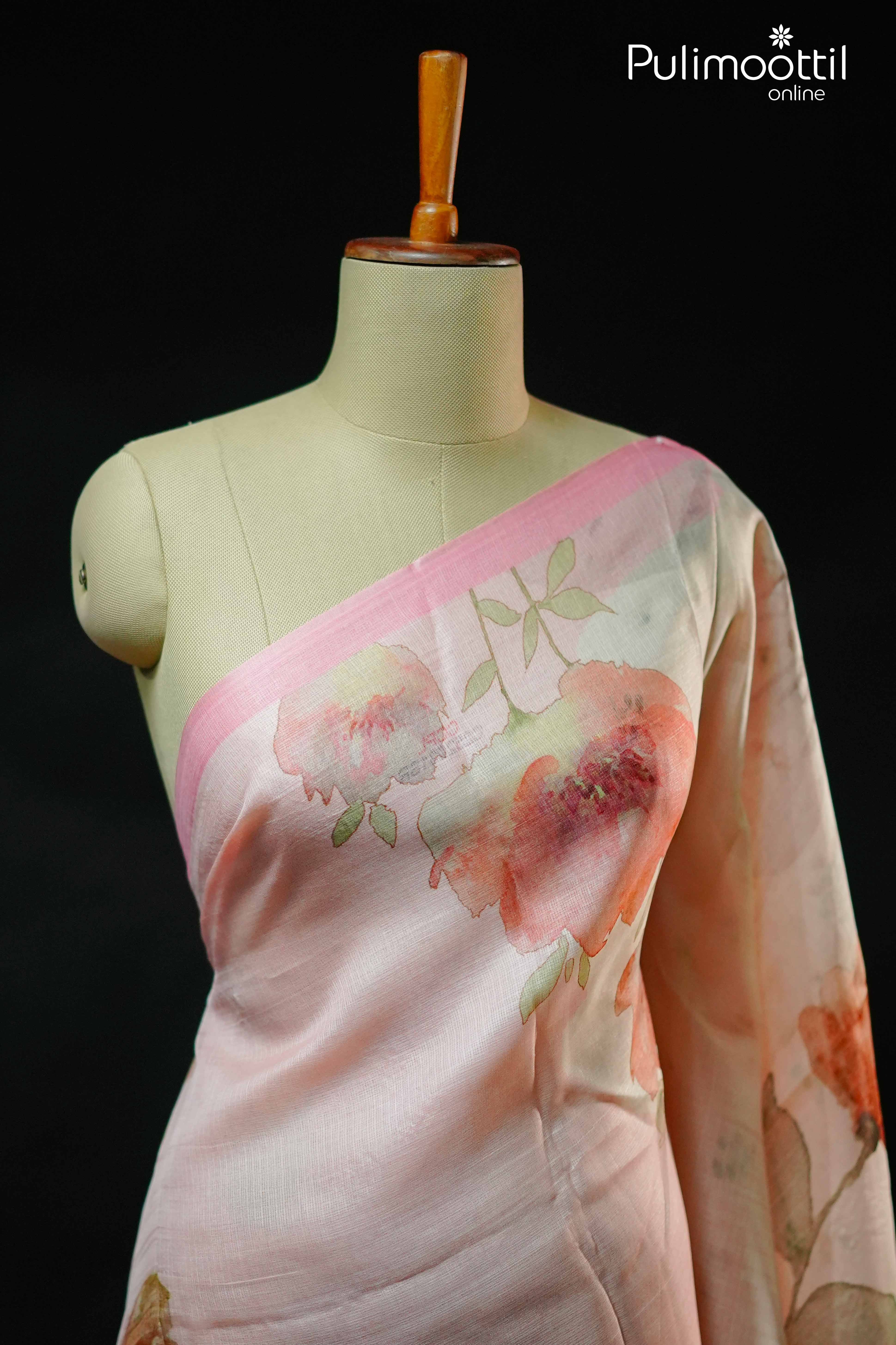 Beige Colour Netcota Saree.