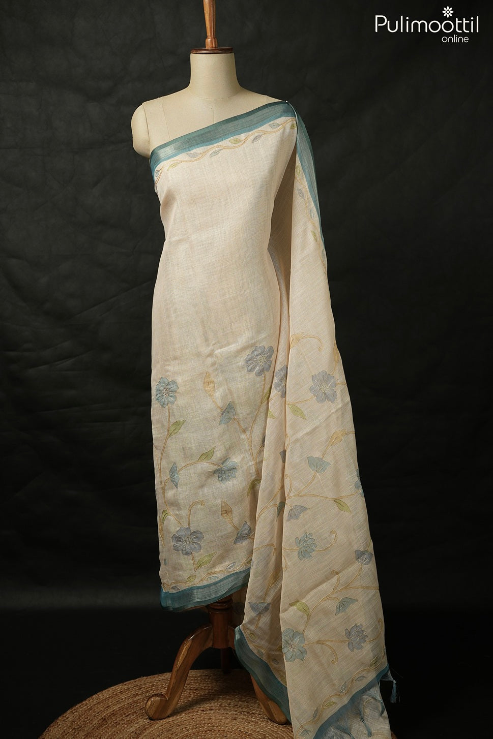 Onam Special Traditional Linen Tissue Saree