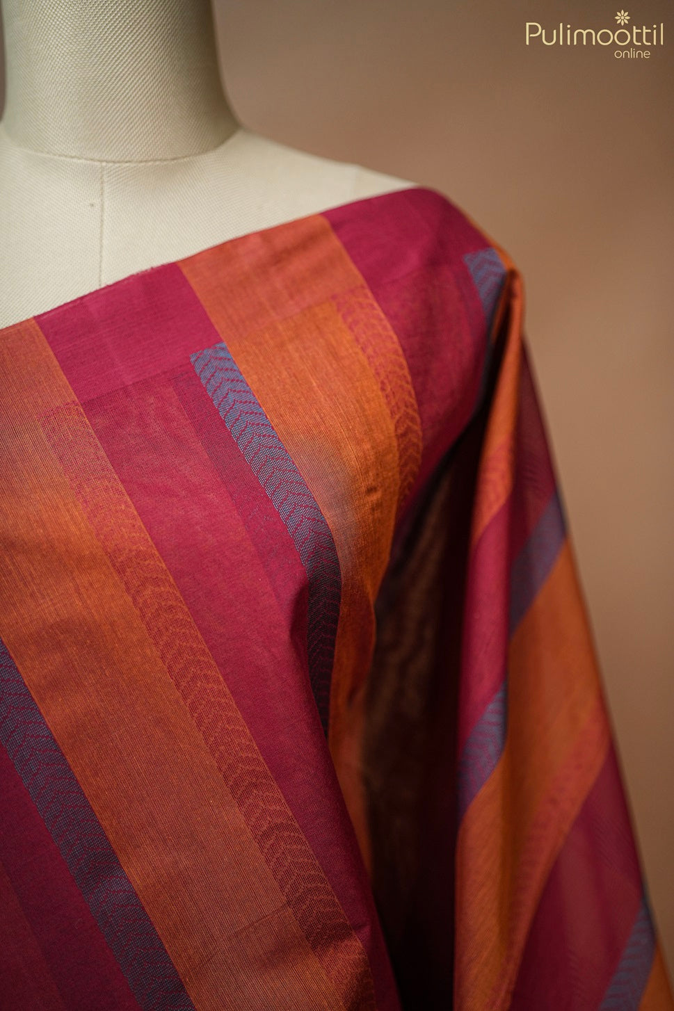 Dark Pink Colour Handloom Cotton Saree.