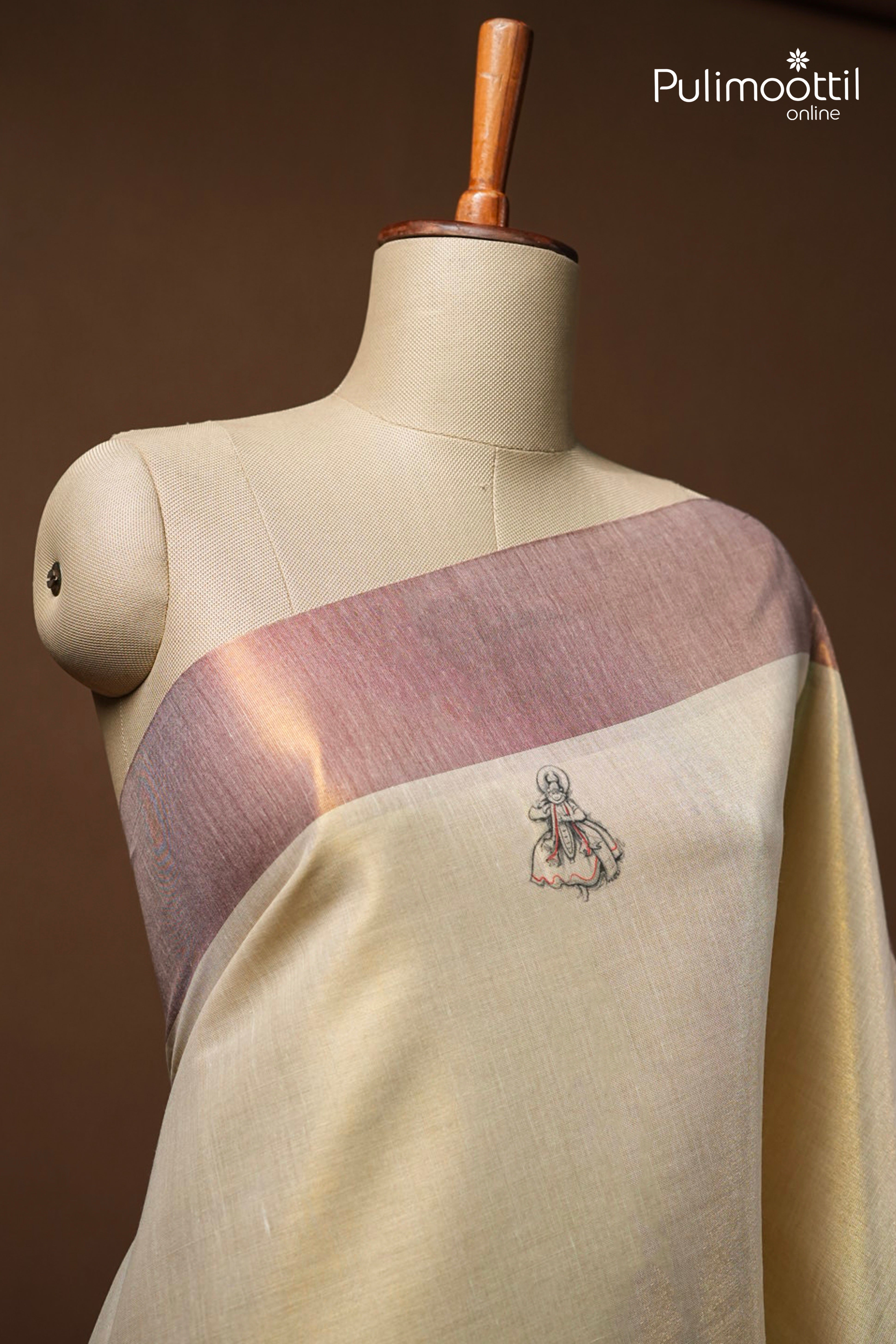 Kerala Traditional Kathakali Golden Tissue Set Saree