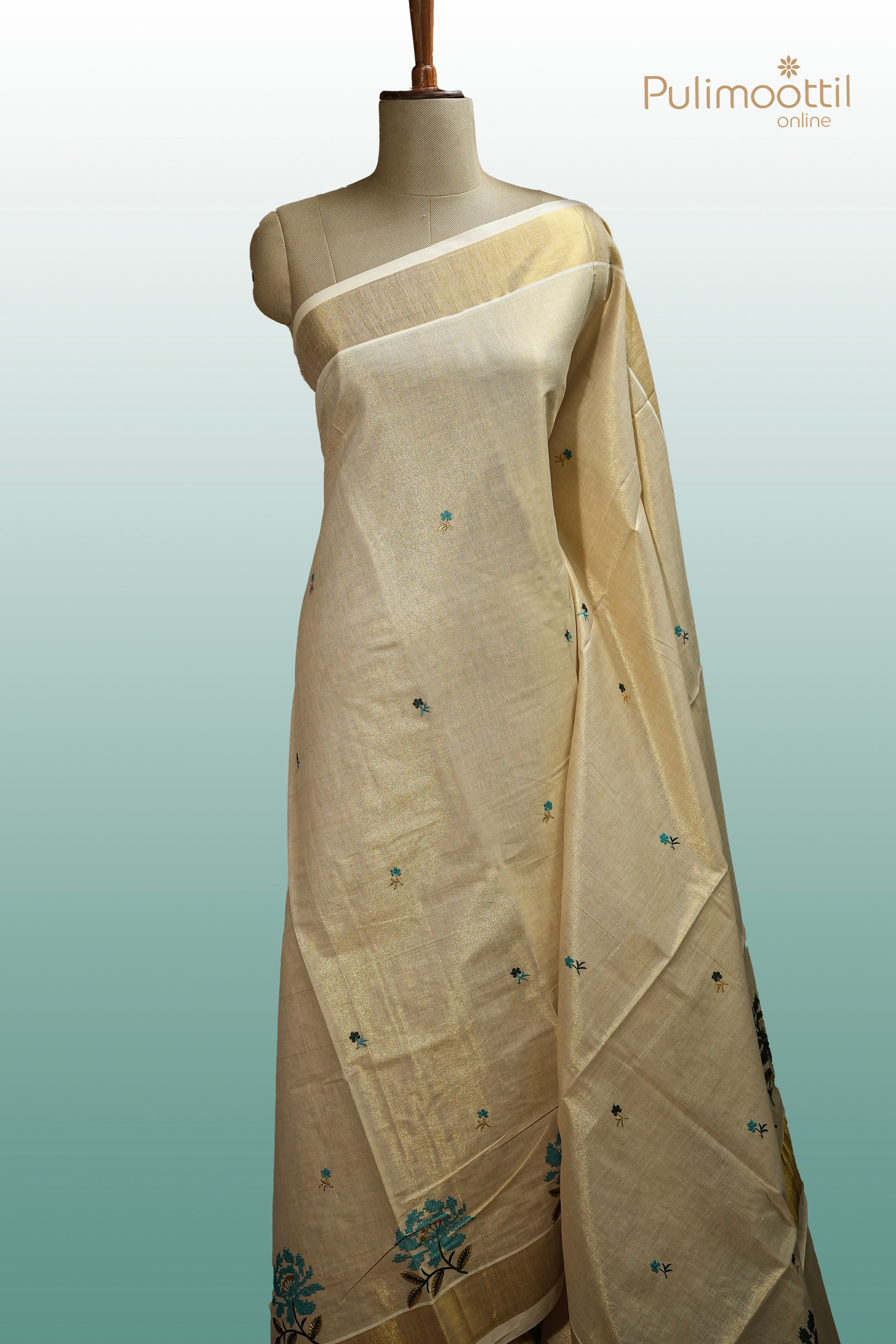 Kerala Traditional Golden Tissue Set Saree