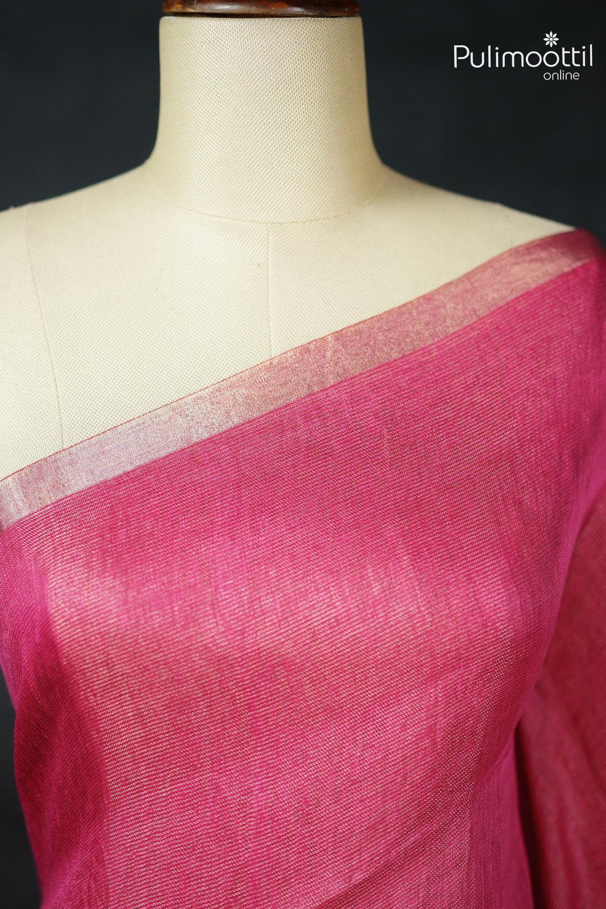 Rani Pink Colour Linen Saree