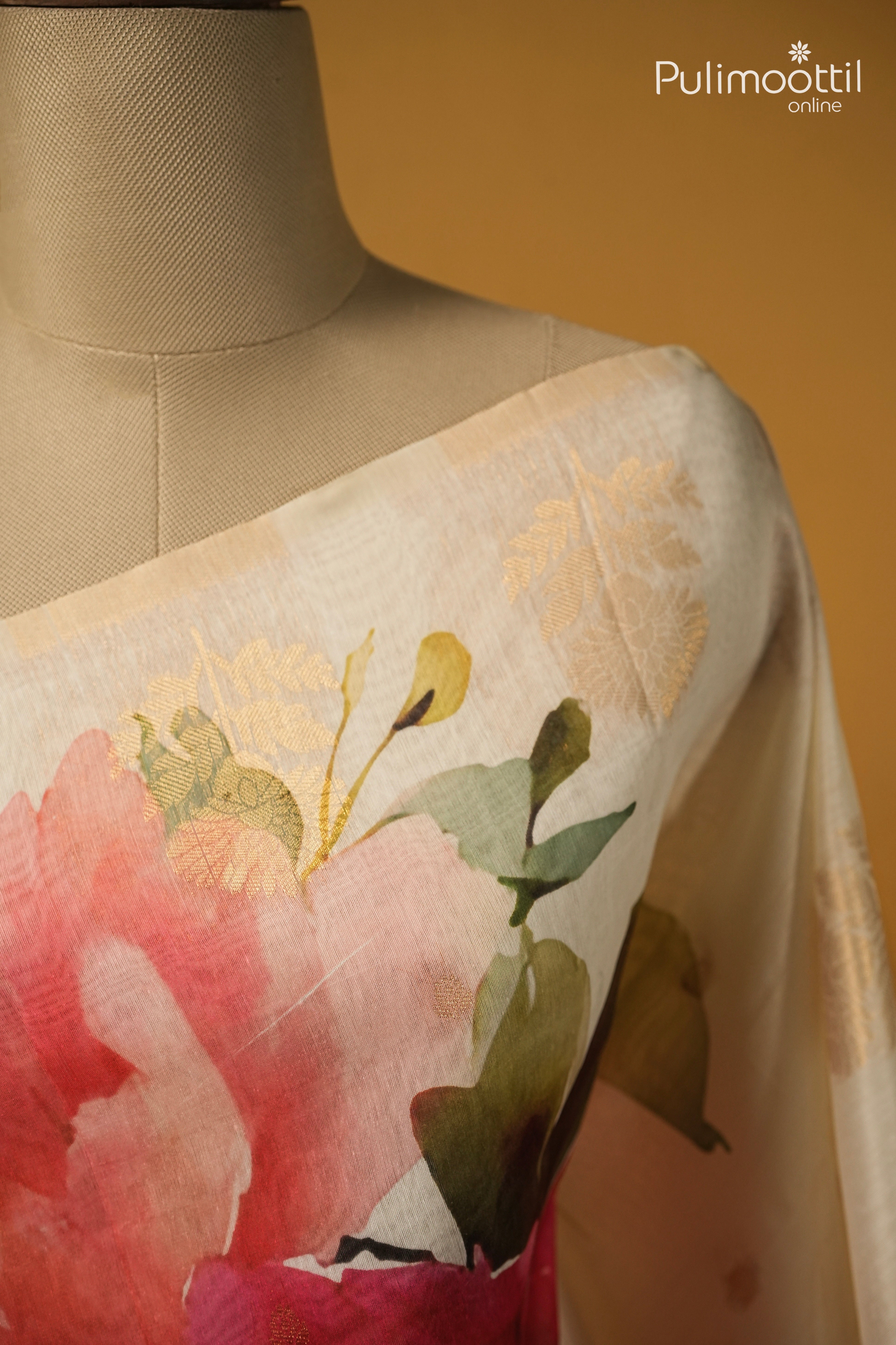 Offwhite Colour Semi Chanderi Traditional Saree