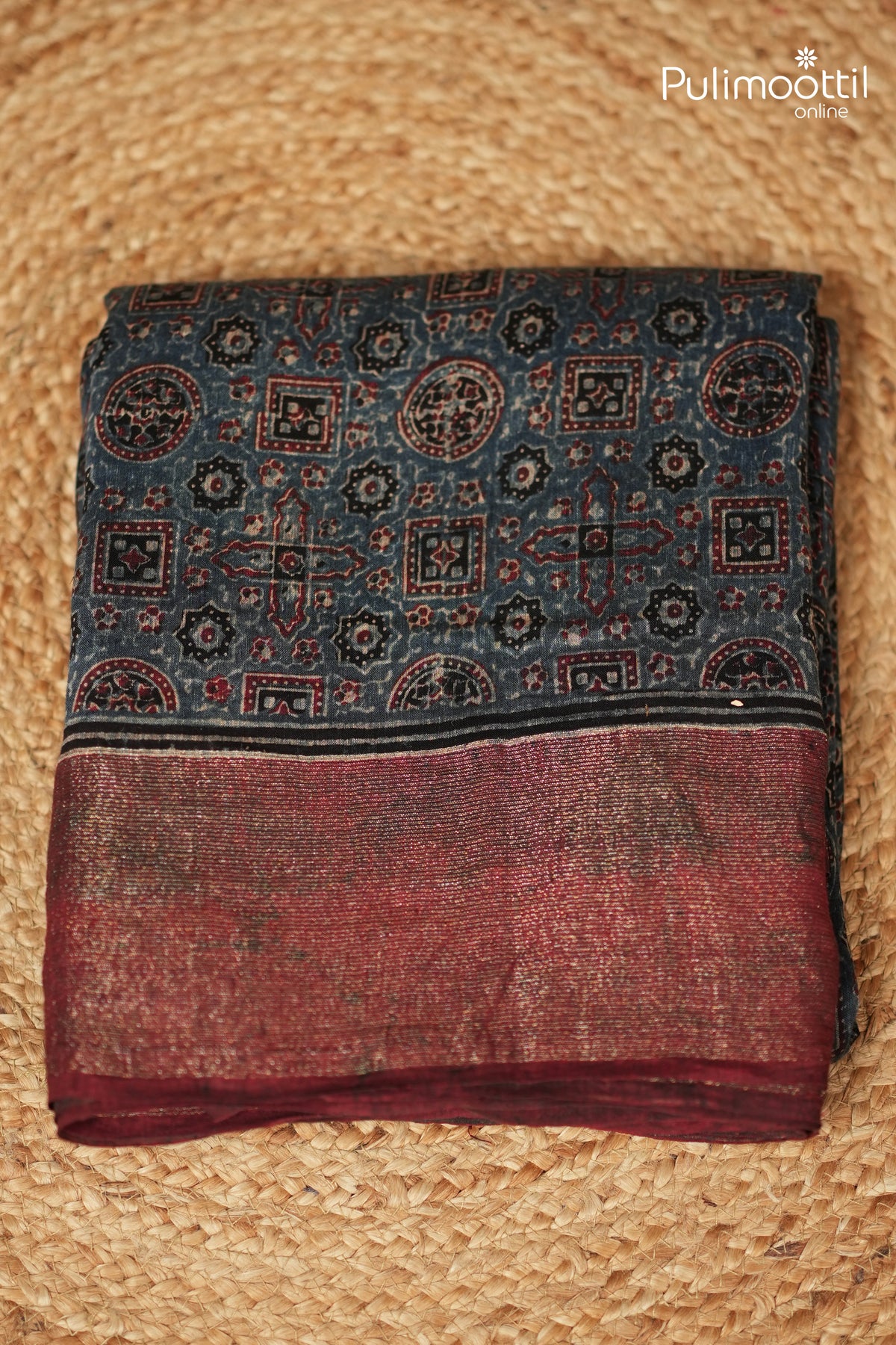 Indigo Blue Colour Pure Chanderi Silk Saree