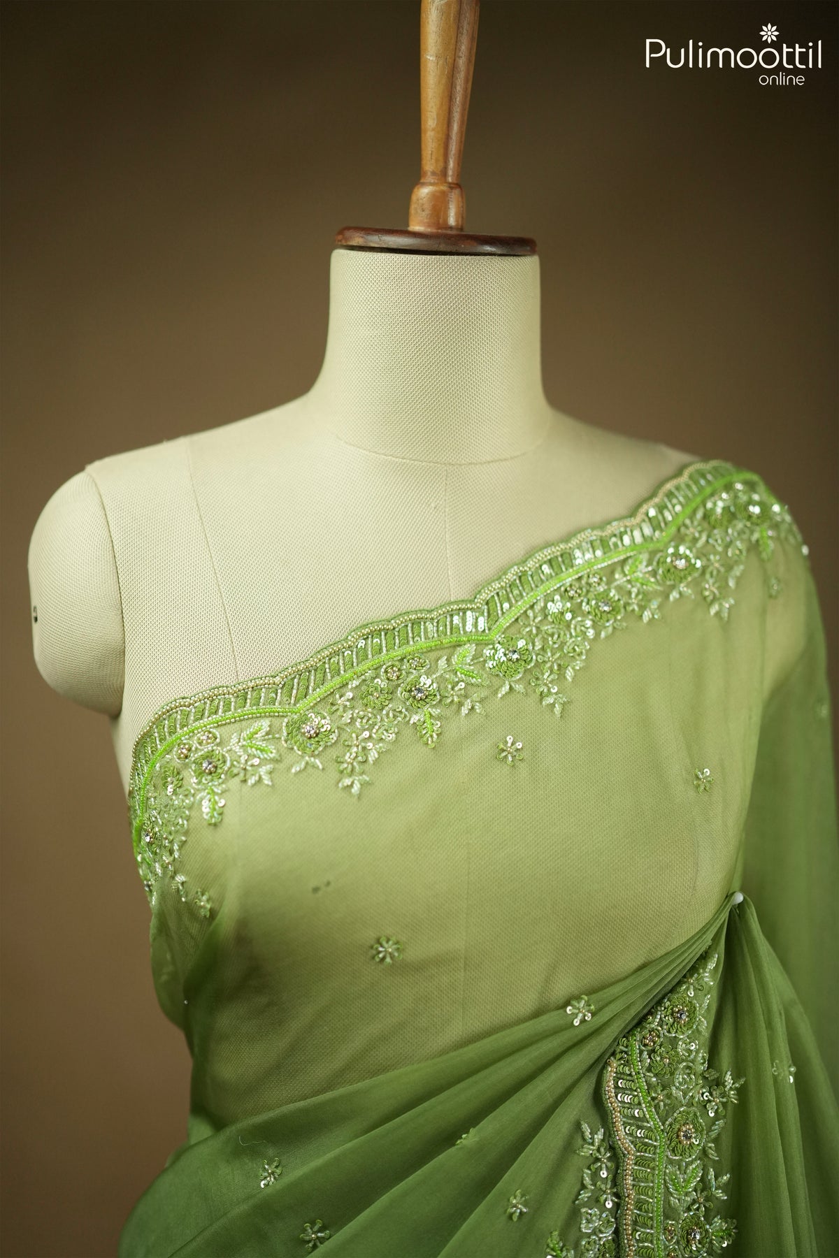 Saga Green Organza Designer Fancy Saree