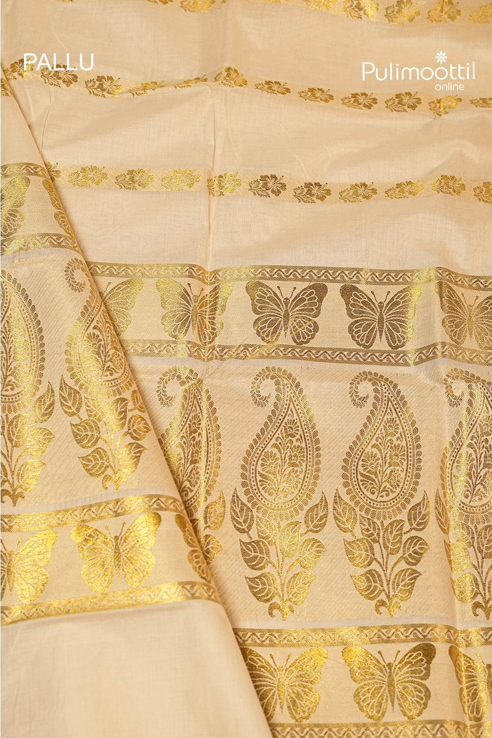 Offwhite Colour Kerala Traditional Golden Tissue Set Saree