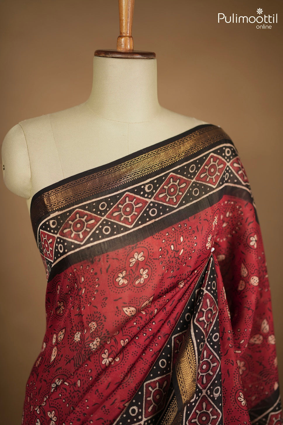 Brick Red Colour Chanderi Saree