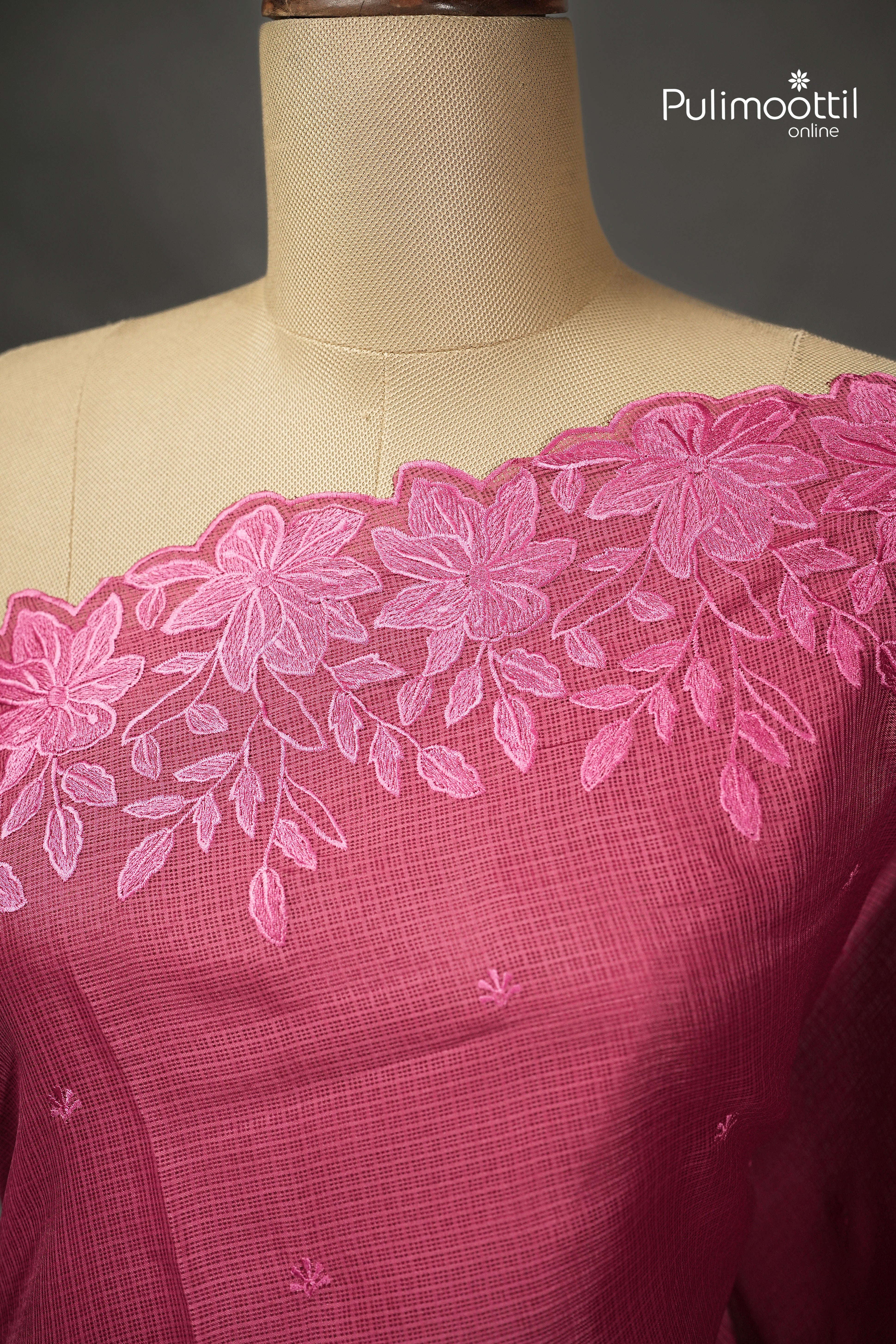 Onion Pink Colour Net Cotta Fancy Saree