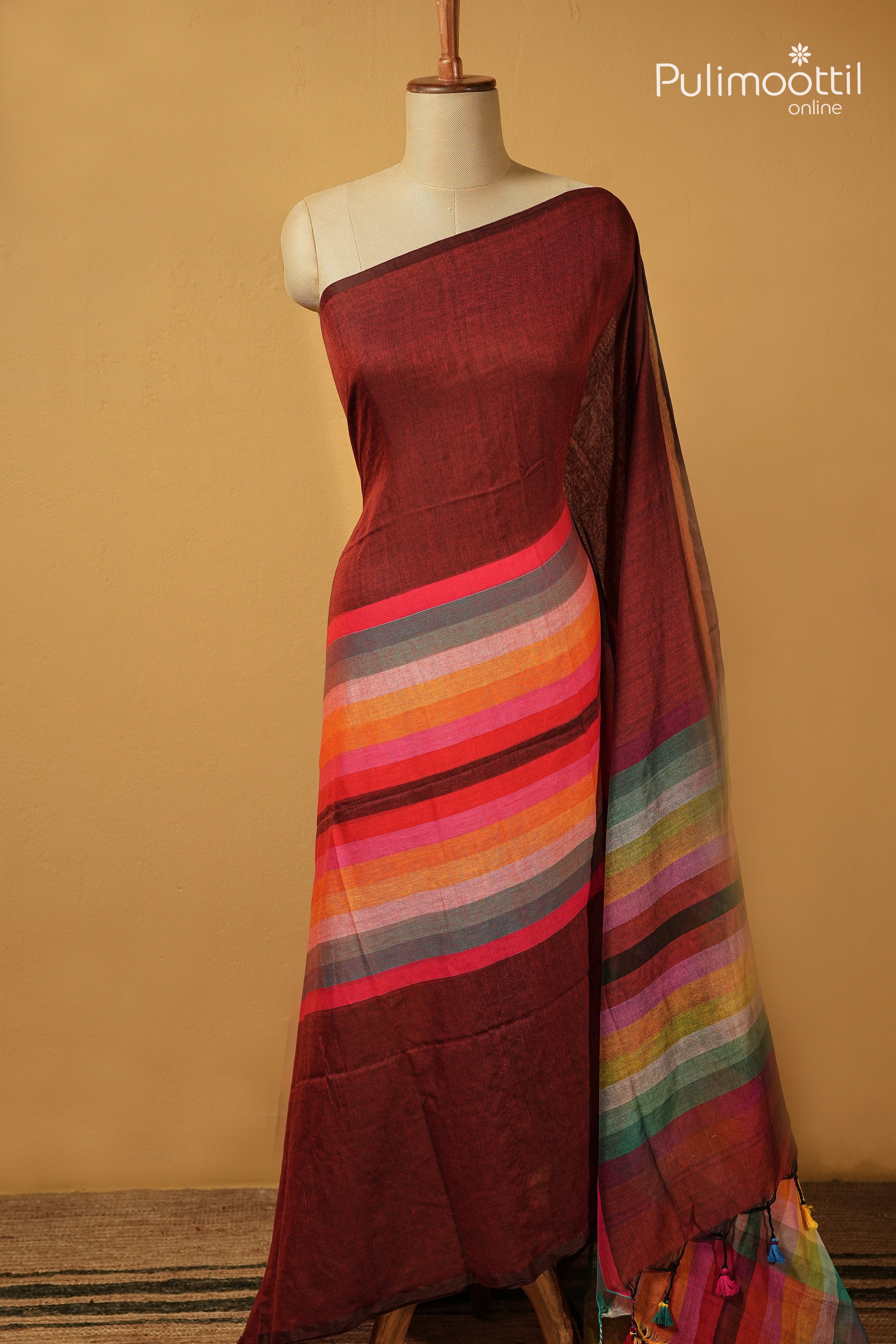 Maroon Colour Mul cotton Saree