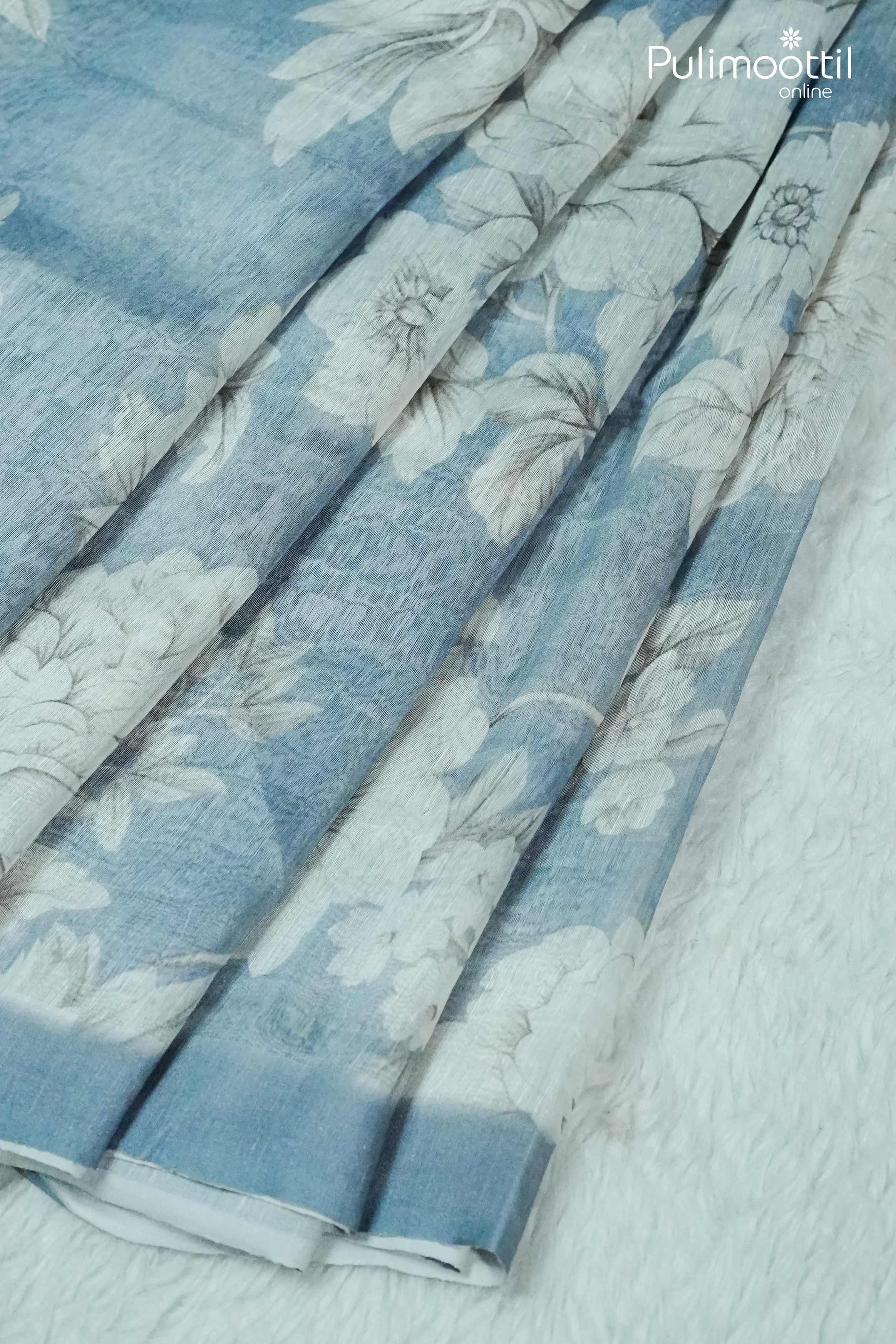 Ash Colour Linen Silk Saree.