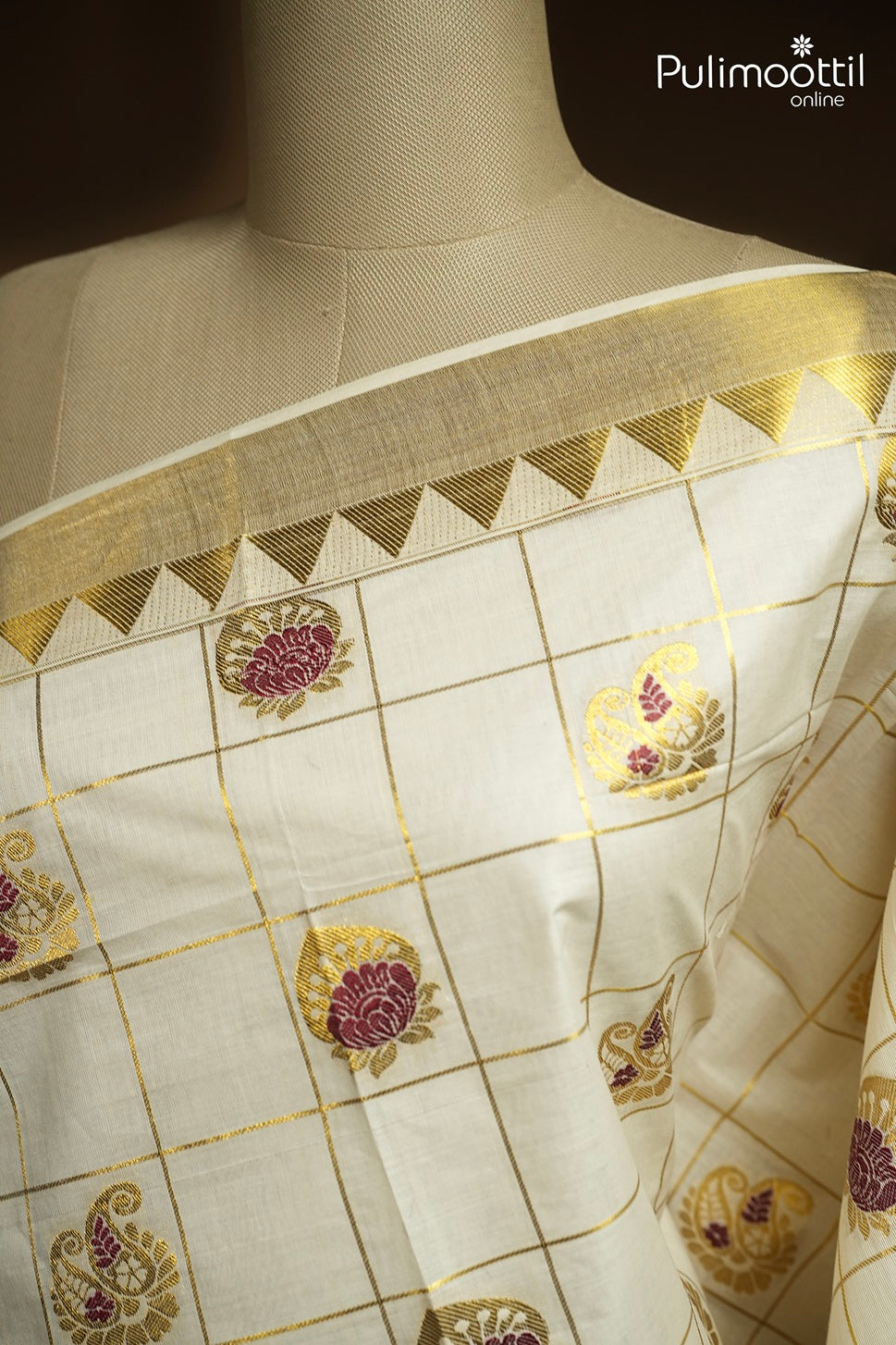Off White Colour Kerala Traditional Set Saree