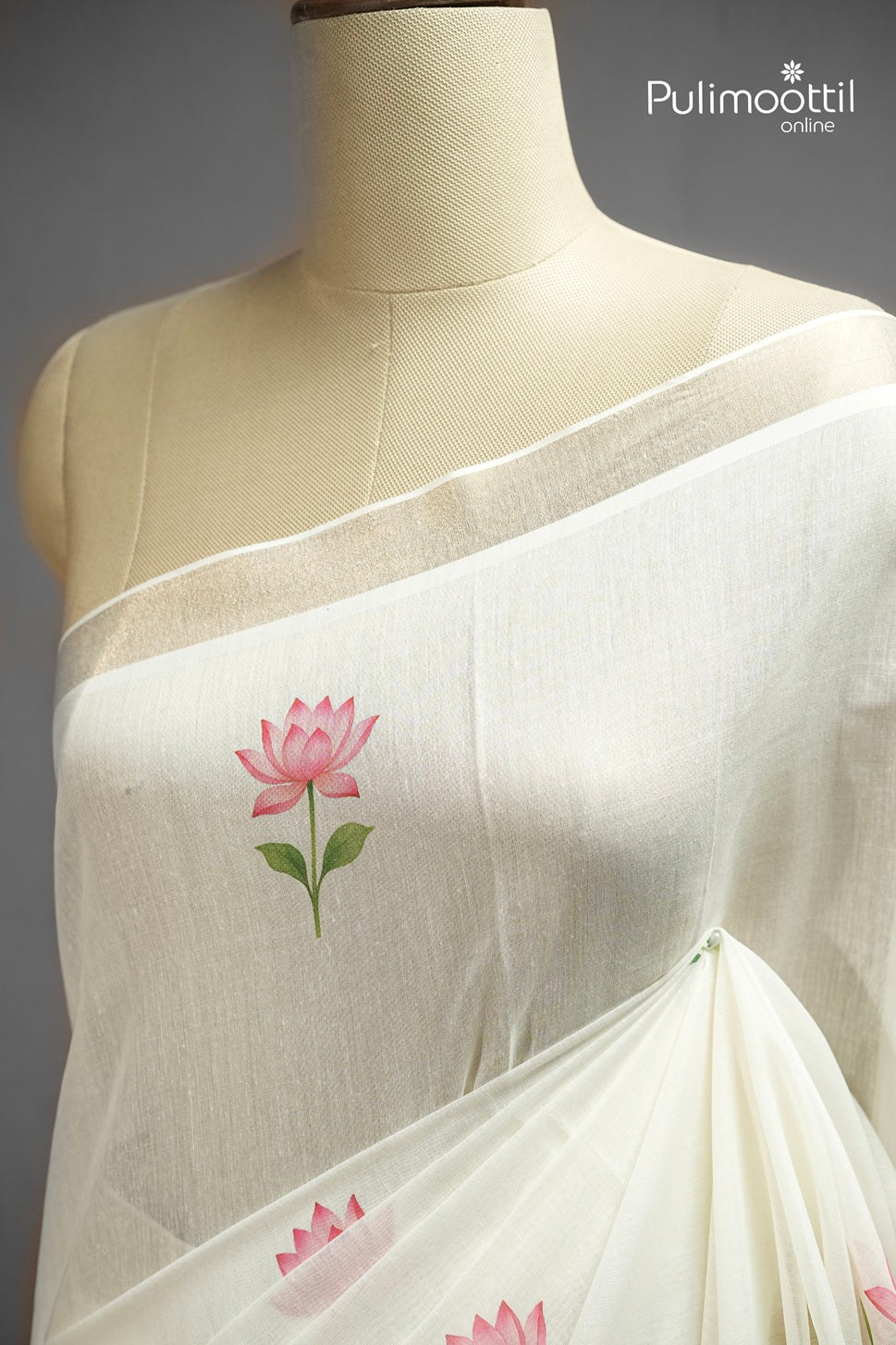 Semi Chanderi Off White Ombre Saree