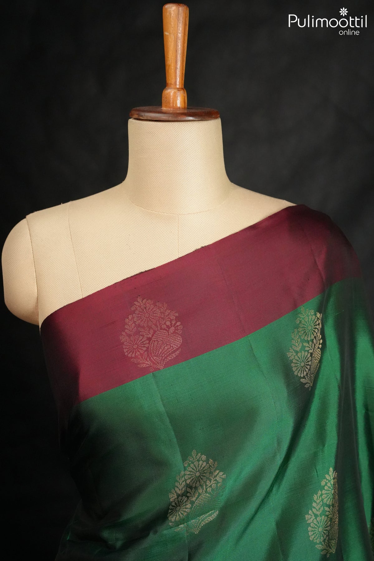 Bottle Green Colour Kanchipuram Designer Saree