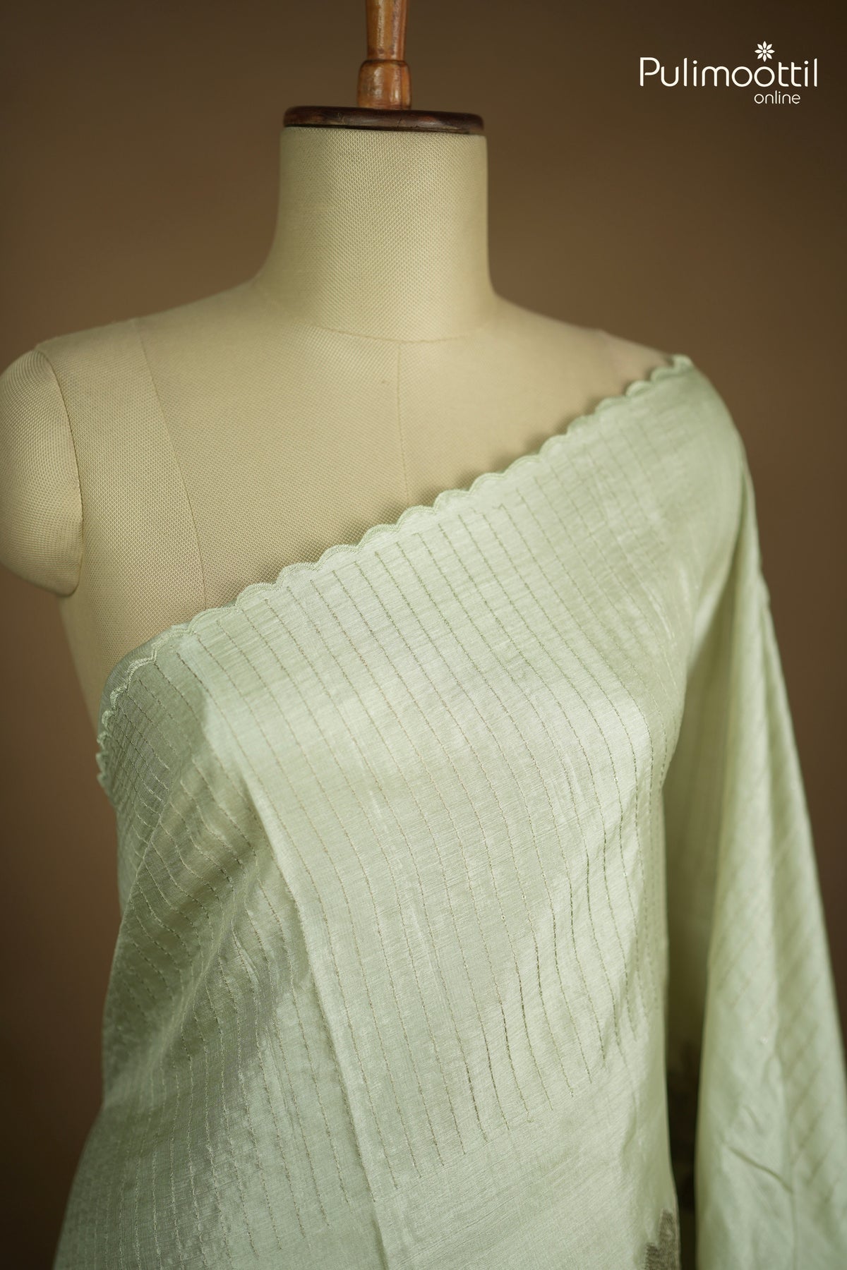 Pastel Mint Green Colour Tussar Silk Saree
