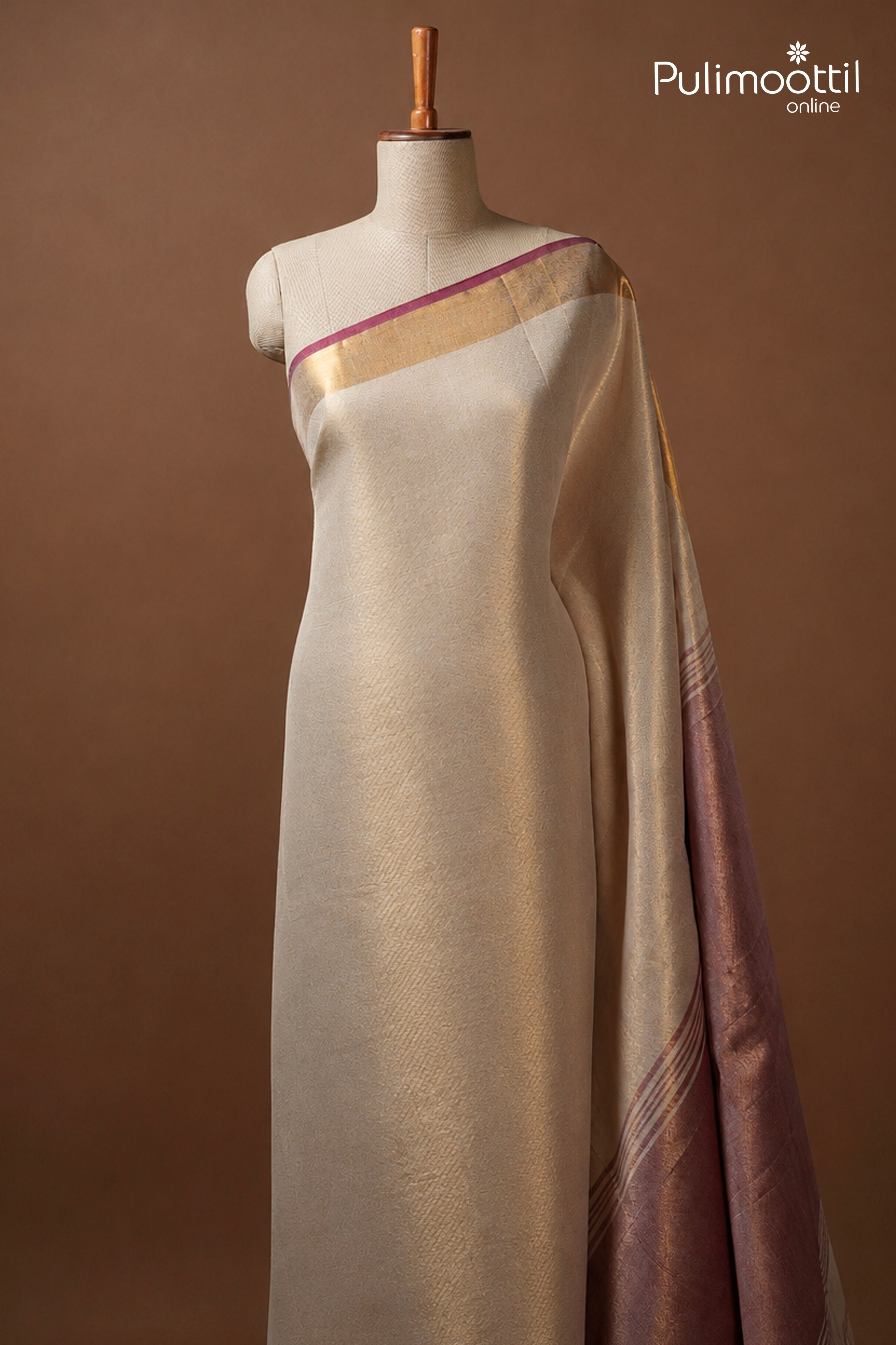 Golden Tissue Mul Cotton Saree