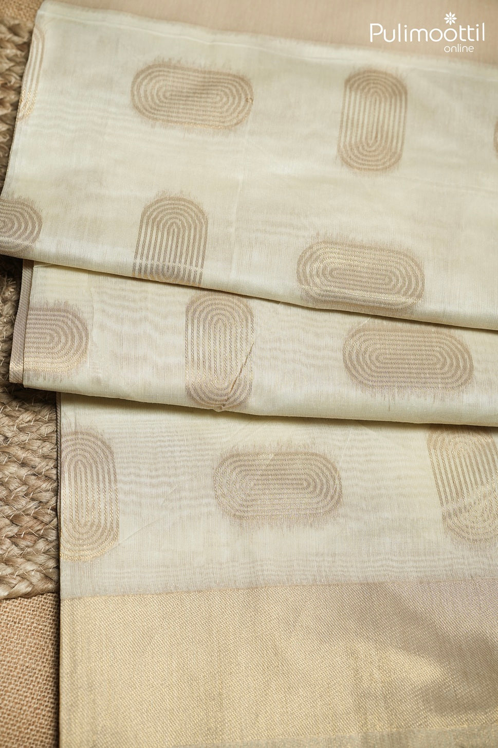 Off White Colour Semi Chanderi Traditional Saree