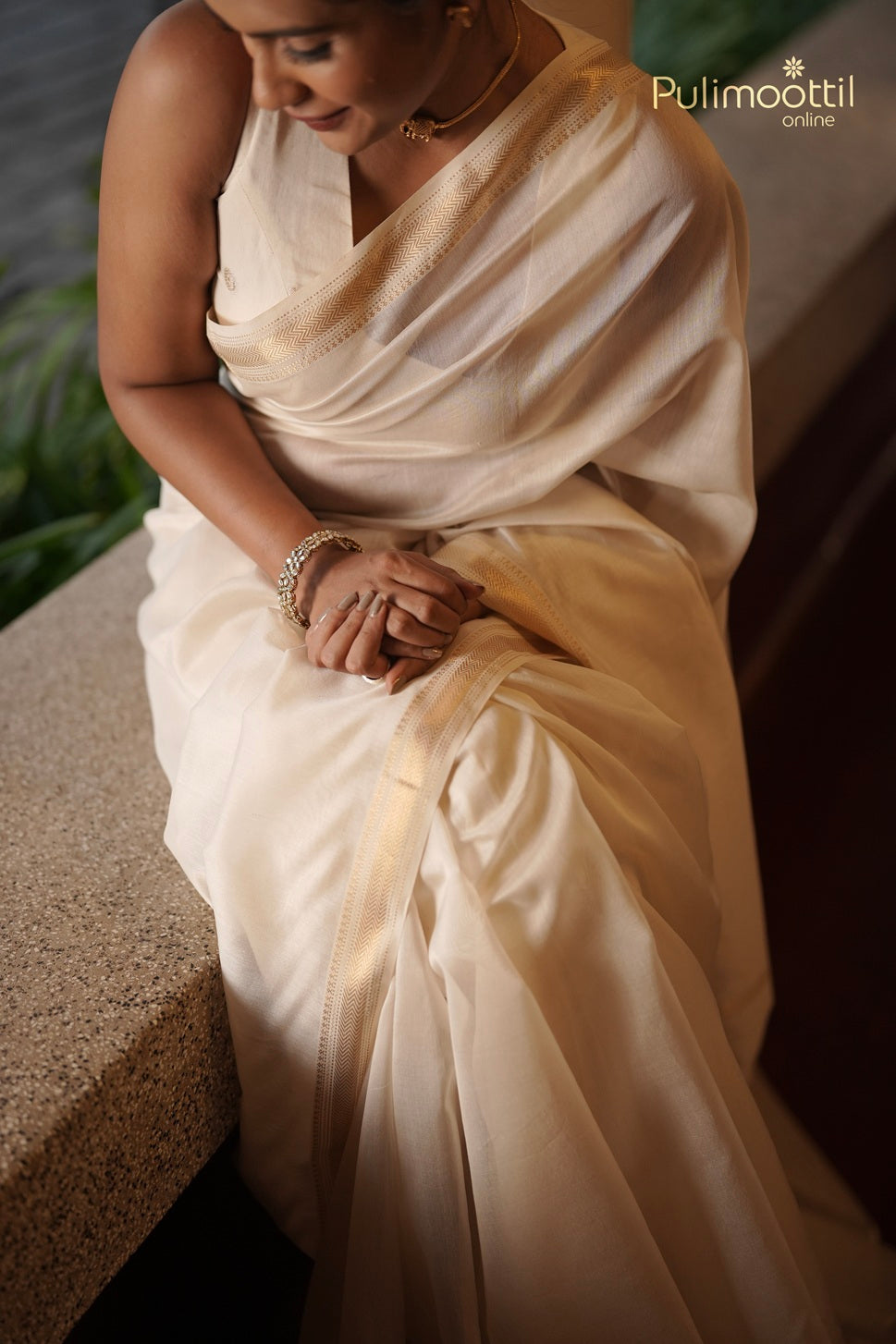 Offwhite Colour Chanderi Saree