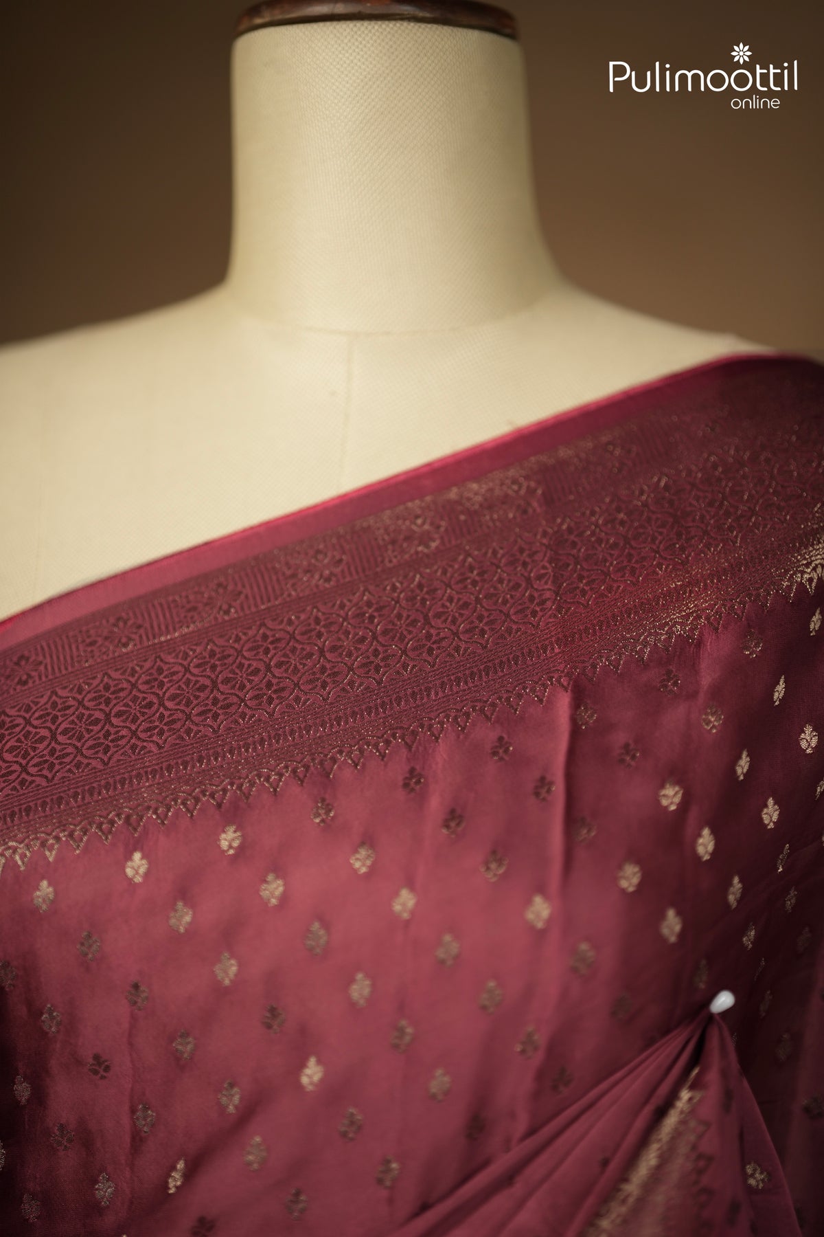 Dark Coral Peach Colour Banarasi Saree