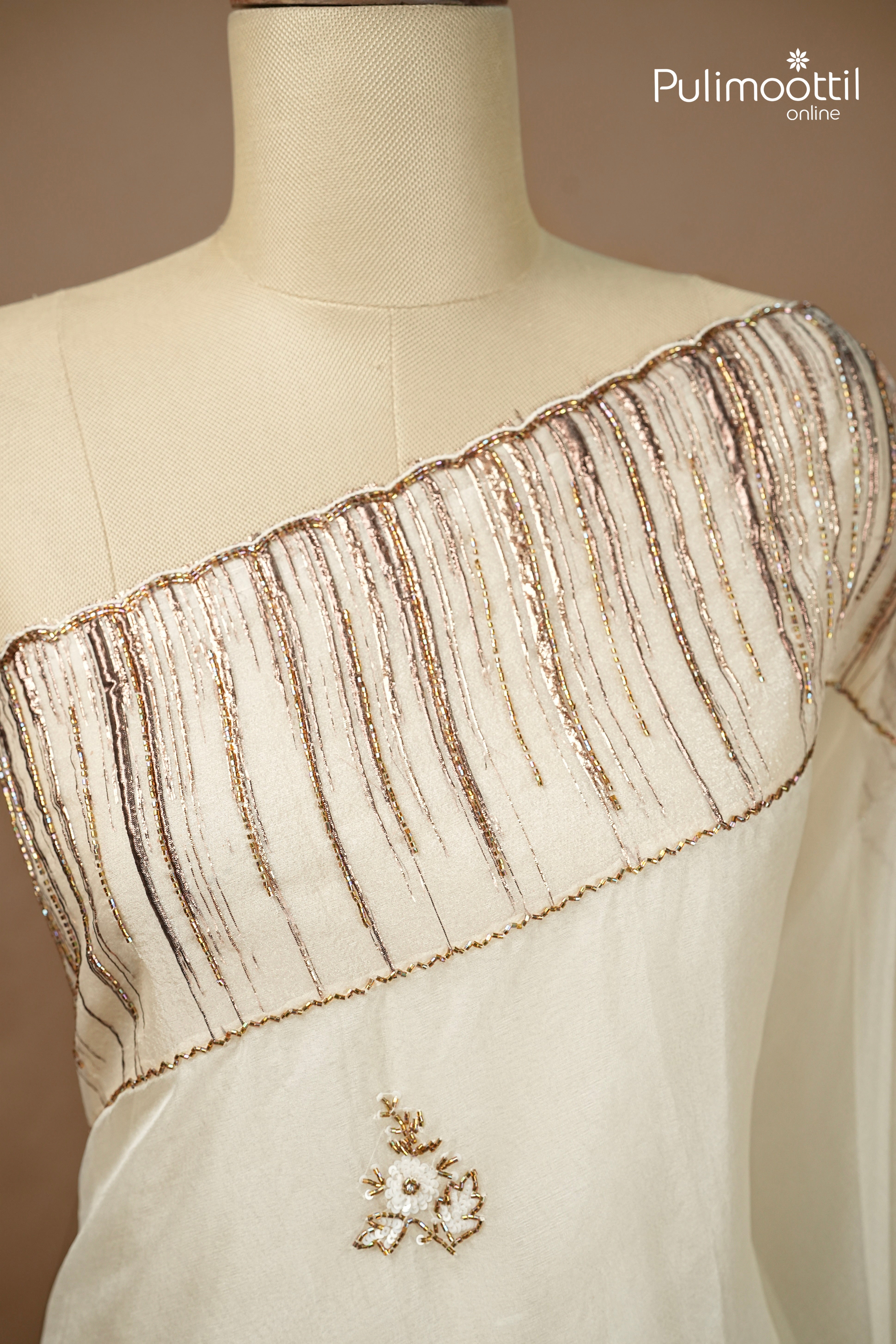 Offwhite Colour Oraganza Fancy Saree