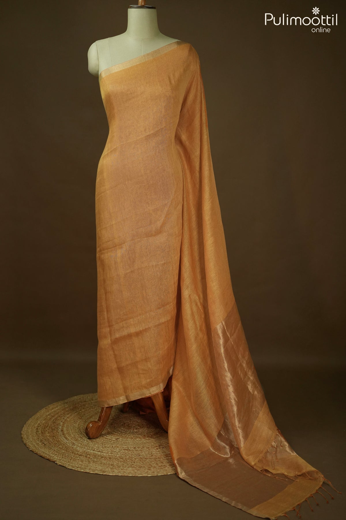 Orange-Yellow Colour Linen Saree