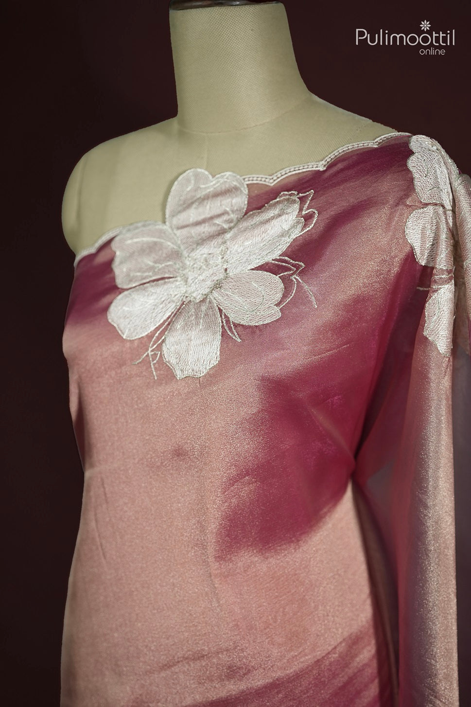 Pink Colour Shimmer Organza Saree
