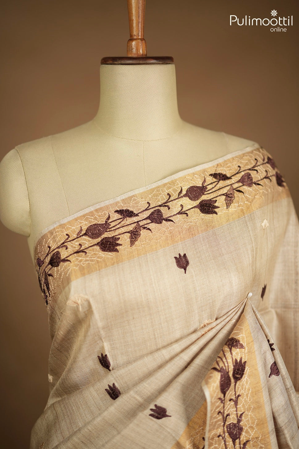 Light Chikoo Colour Tussar Silk Saree
